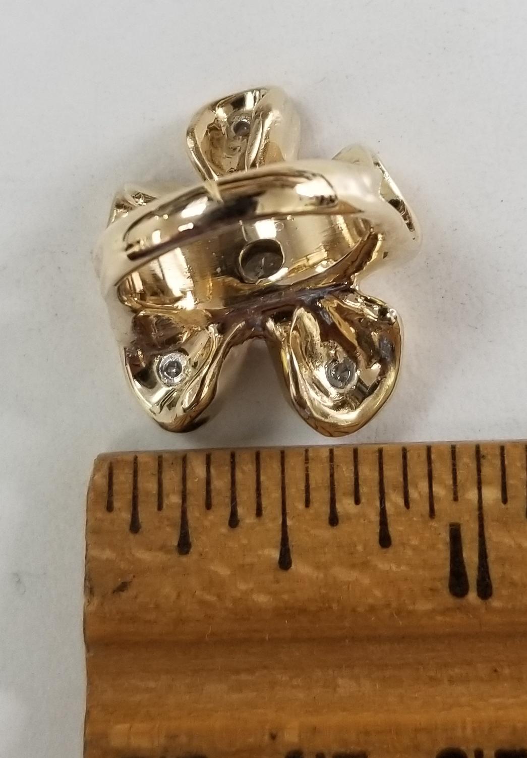 Contemporary 1960s Vintage 14 Karat Yellow Gold Diamond Flower Ring .61pts For Sale