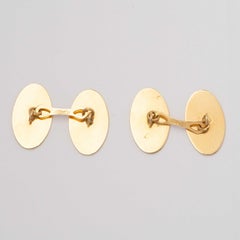 1960s Vintage 18ct Gold Oval Cufflinks