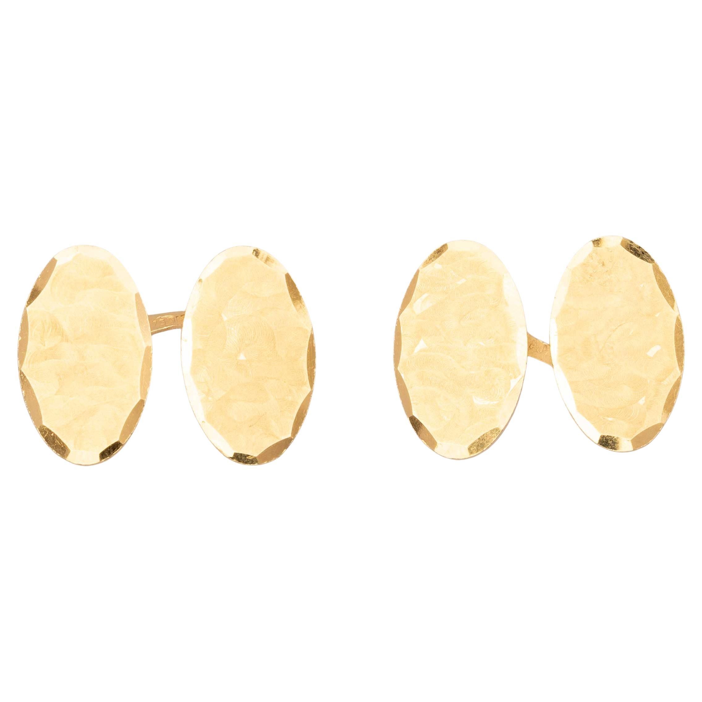 1960s Vintage 18ct Gold Oval Manschettenknöpfe im Angebot