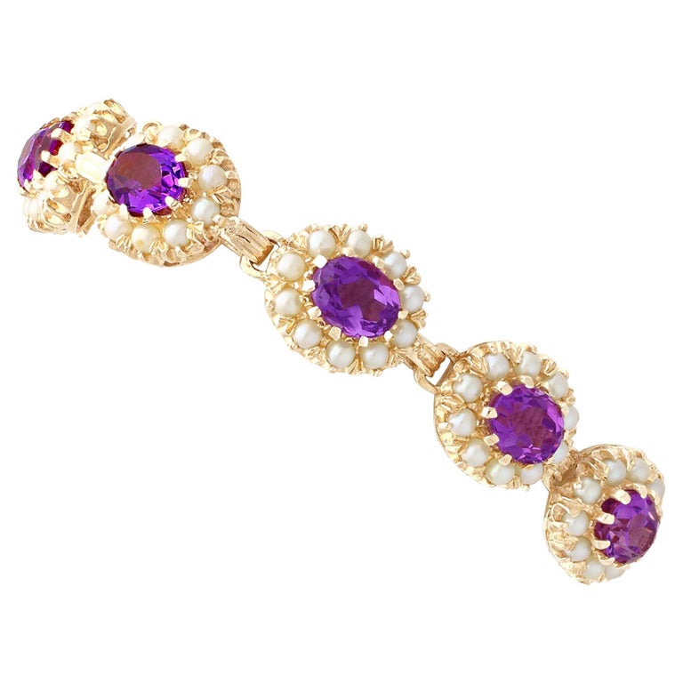 Vintage Created Amethyst Flower White Gold GF Bracelet 6.49-7.67 inches Vintage Created Amethyst Flower White Gold GF Bracelet 6.49-7.67 inches