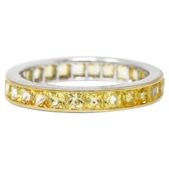 1960's Vintage 2.00 Carats French Cut Yellow Sapphire 18 Karat Eternity Band