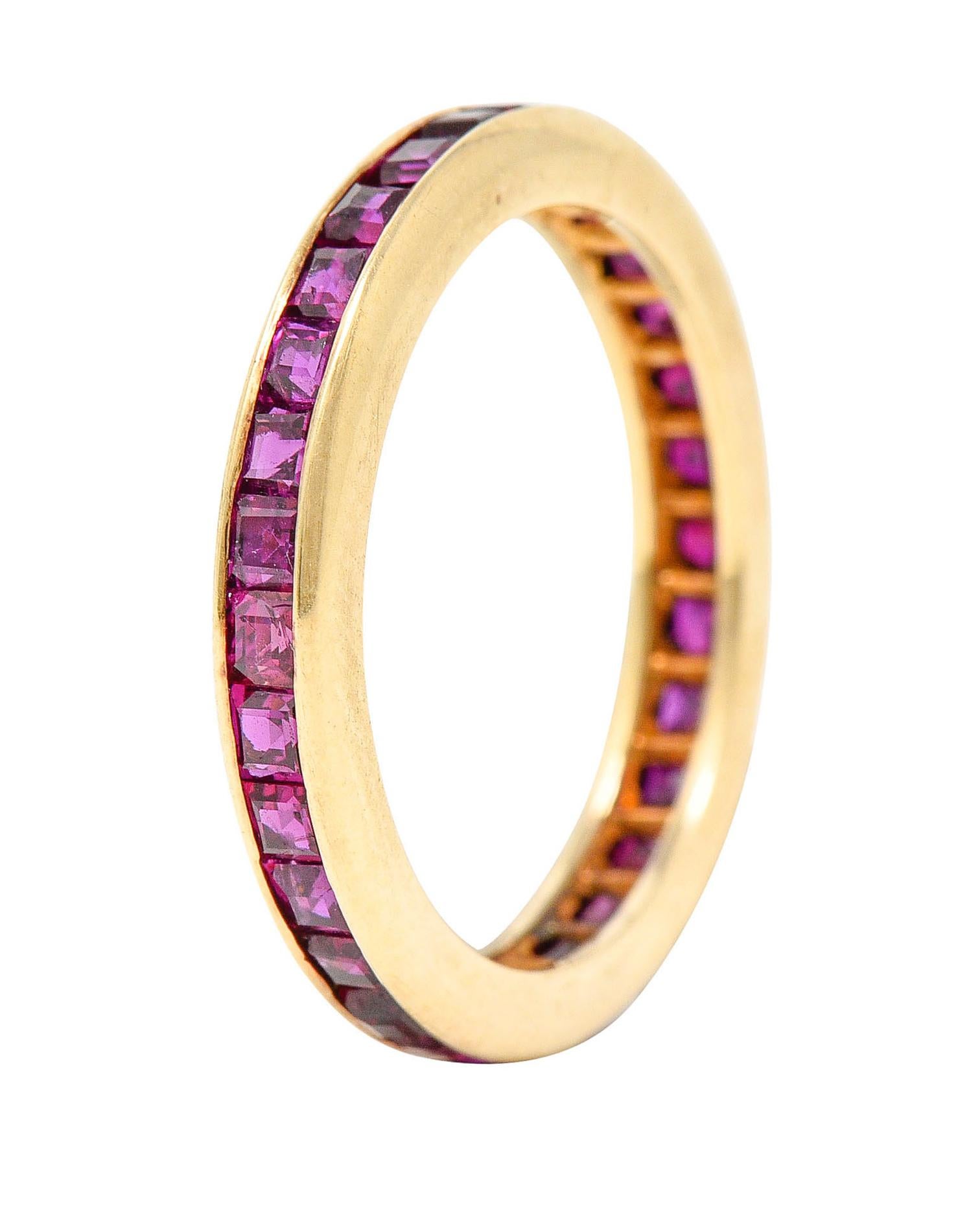 1960's Vintage 2.00 Carats Ruby 14 Karat Gold Eternity Band Ring In Excellent Condition In Philadelphia, PA