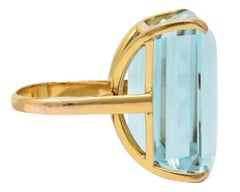 1960's Vintage 31.18 Carat Aquamarine 14 Karat Gold Statement Ring
