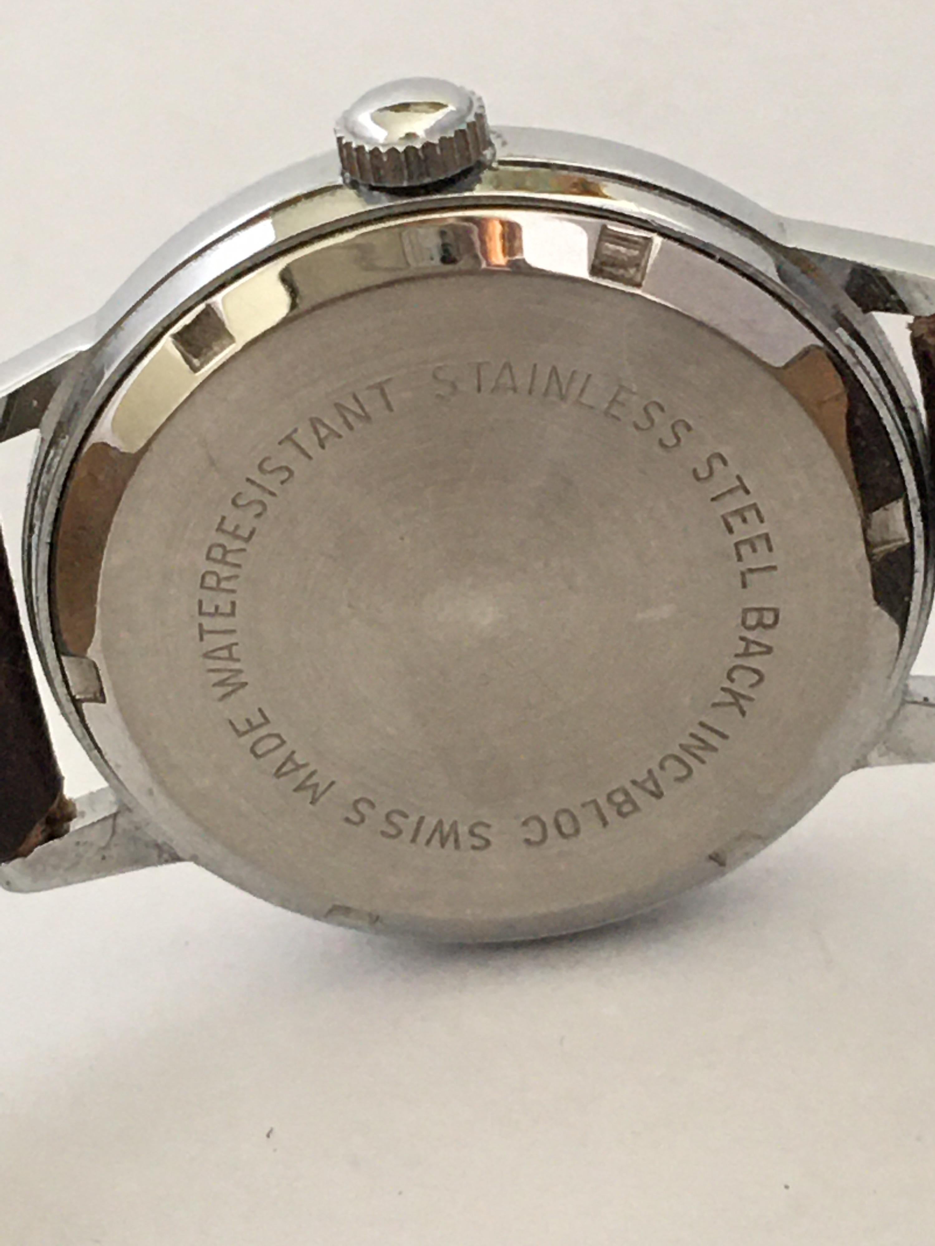 1960s Vintage Stainless Steel Back Roamer Mechanical Watch For Sale 1