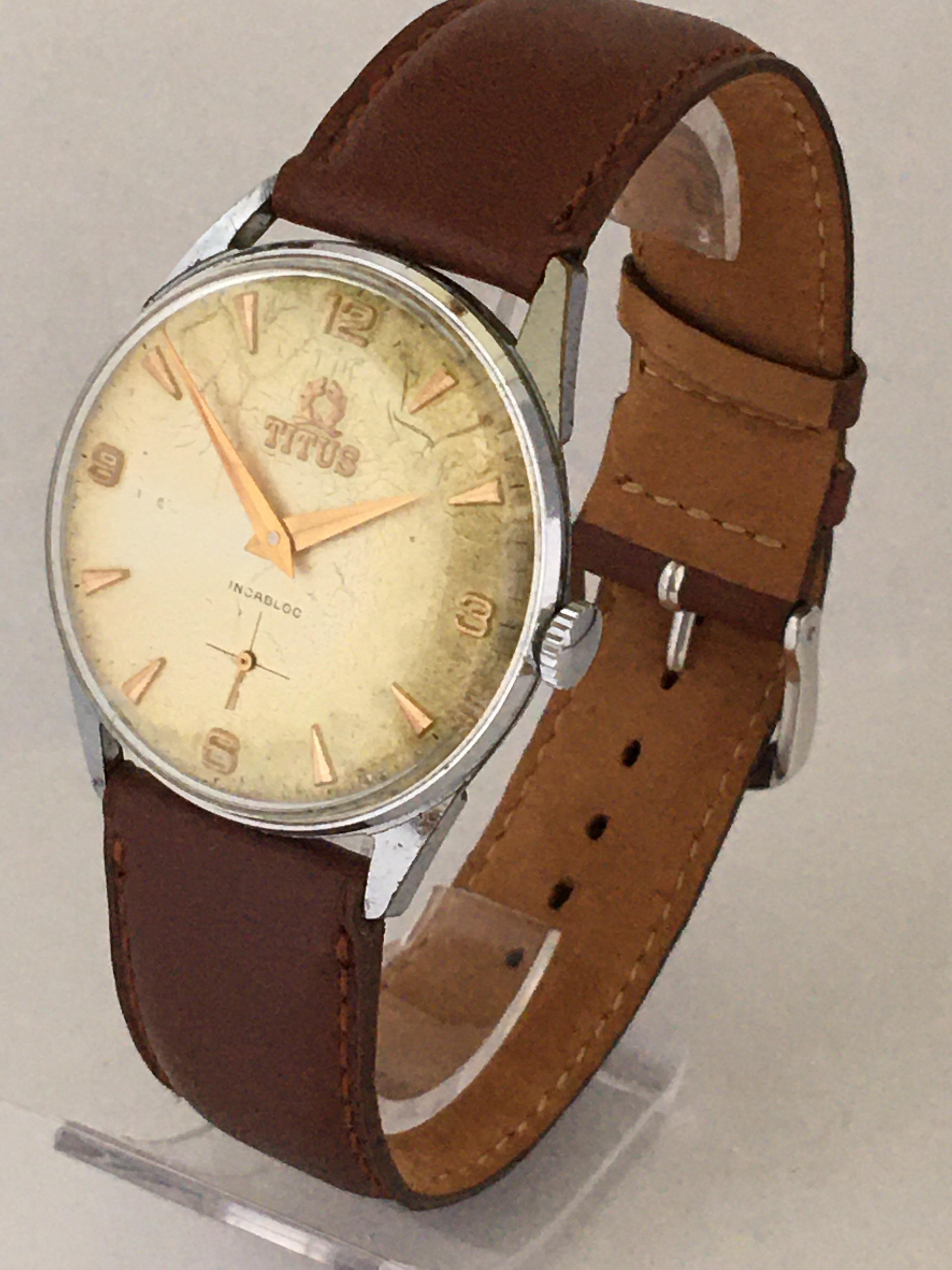 This beautiful pre-owned manual winding Geneve Watch is working and it is ticking and running well.
Visible signs of ageing and gentle used with tiny scratches on the back cover and the dial is worn as shown. It is fitted with new winder. 

Please