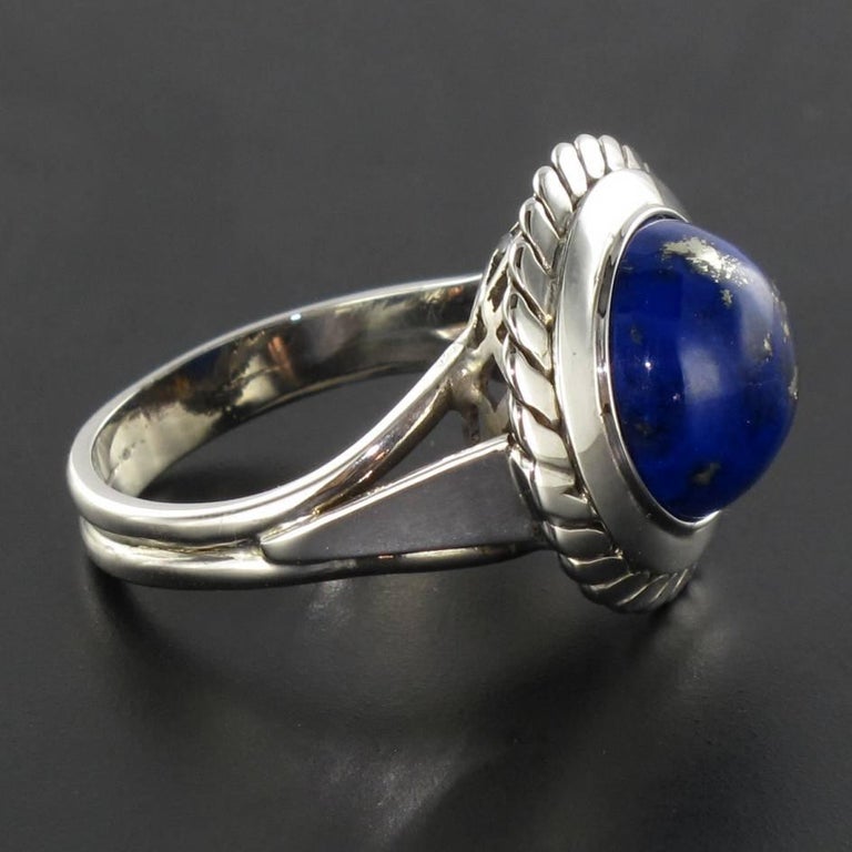 1960s Vintage 4,76 Carat Lapis Lazuli White Gold ring For Sale at 1stDibs
