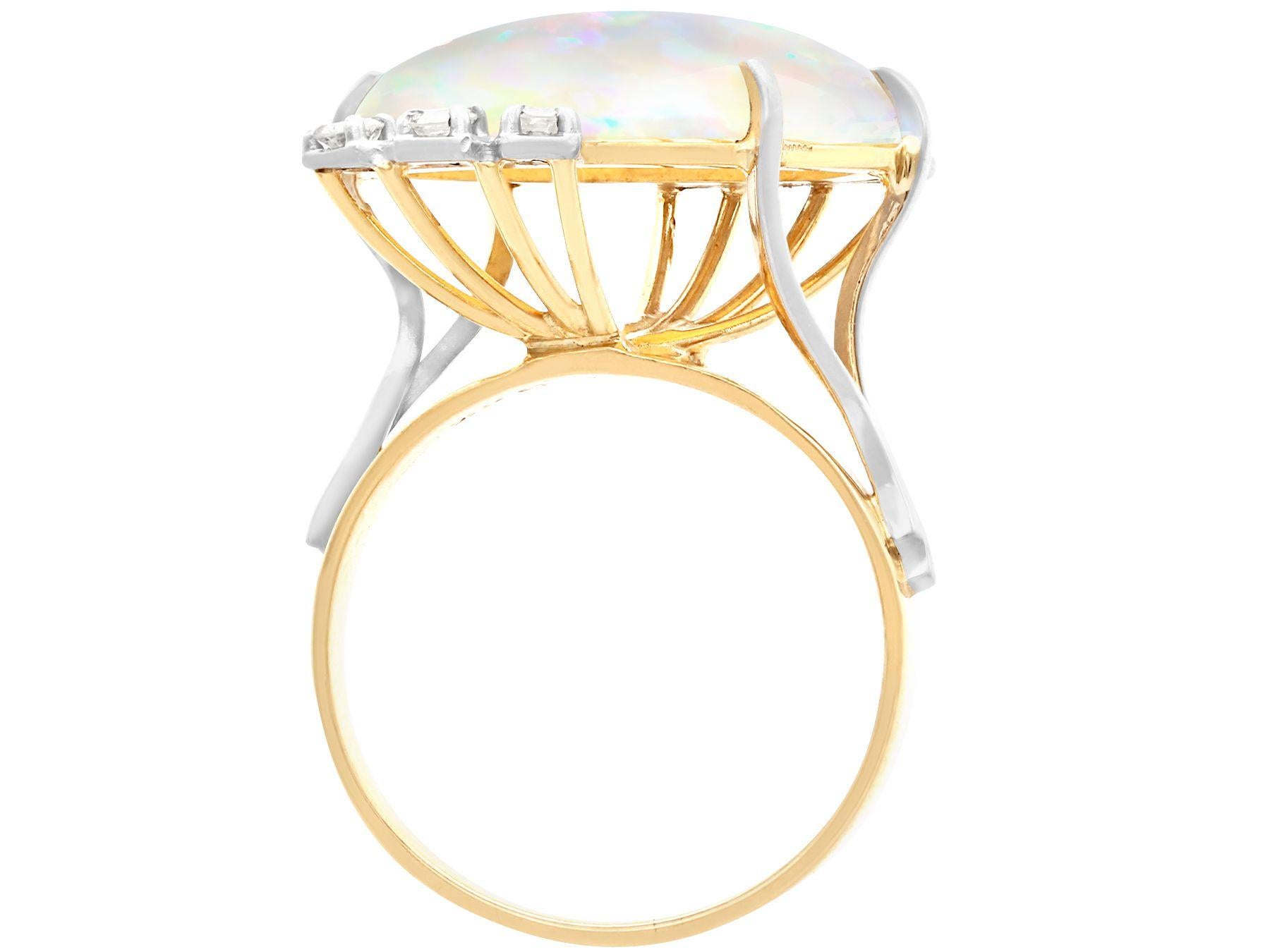 Women's or Men's 1960s Vintage 5.81 Carat Opal and Diamond Yellow Gold Cocktail Ring For Sale