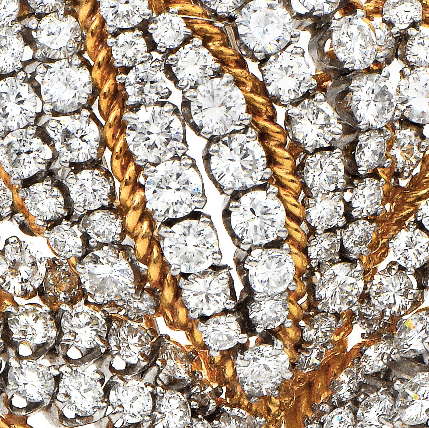 1960er Jahre Vintage 9,80 Karat Diamant Blume 18k Gold Platin Brosche Pin (Retro) im Angebot
