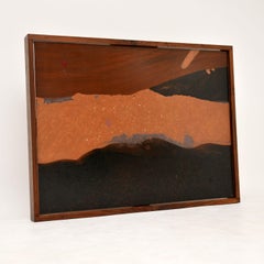 1960's Vintage Abstract Oil Painting in Walnut Frame