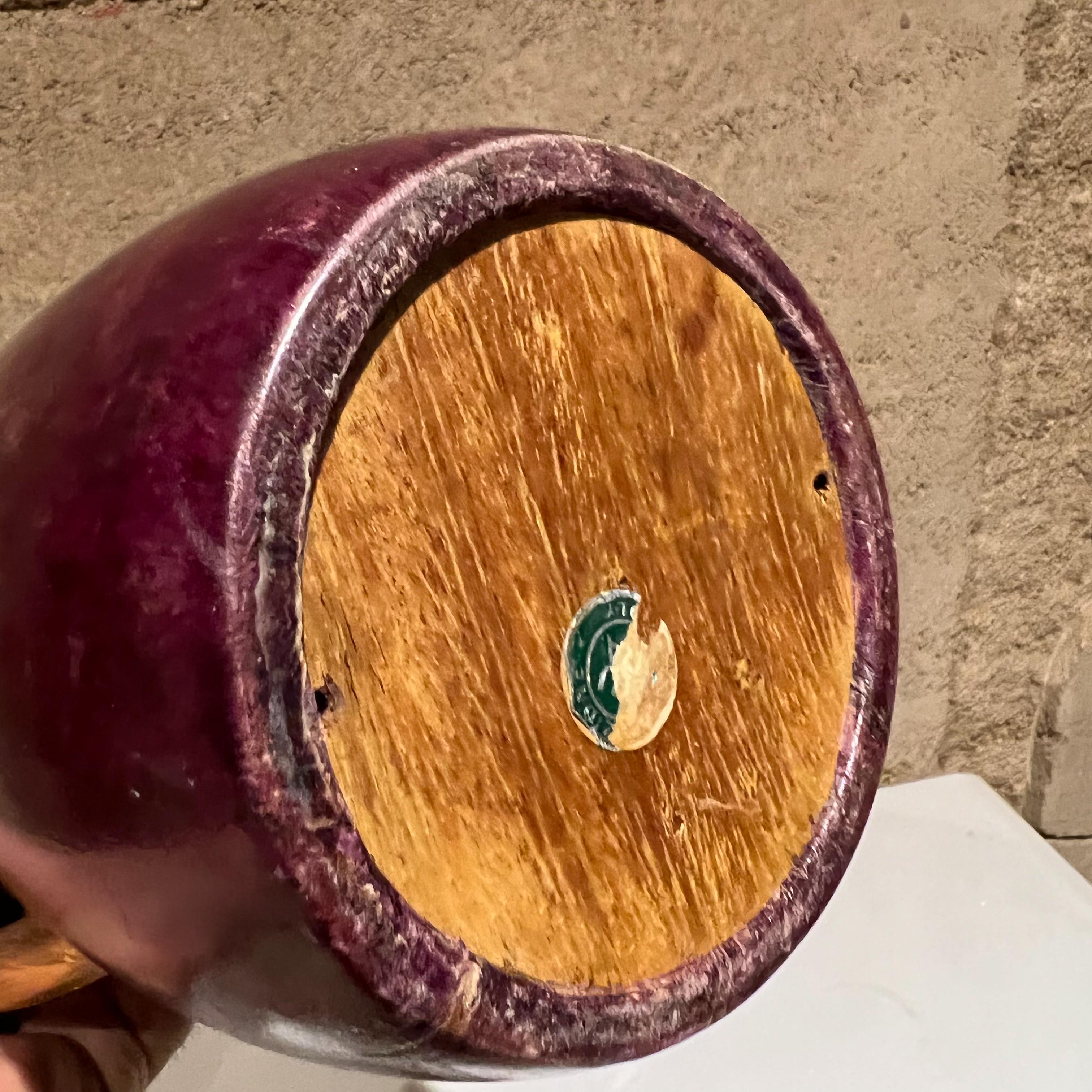 Mid-Century Modern 1960s Vintage Aldo Tura Pitcher Brass Carafe in Purple Goatskin Parchment For Sale