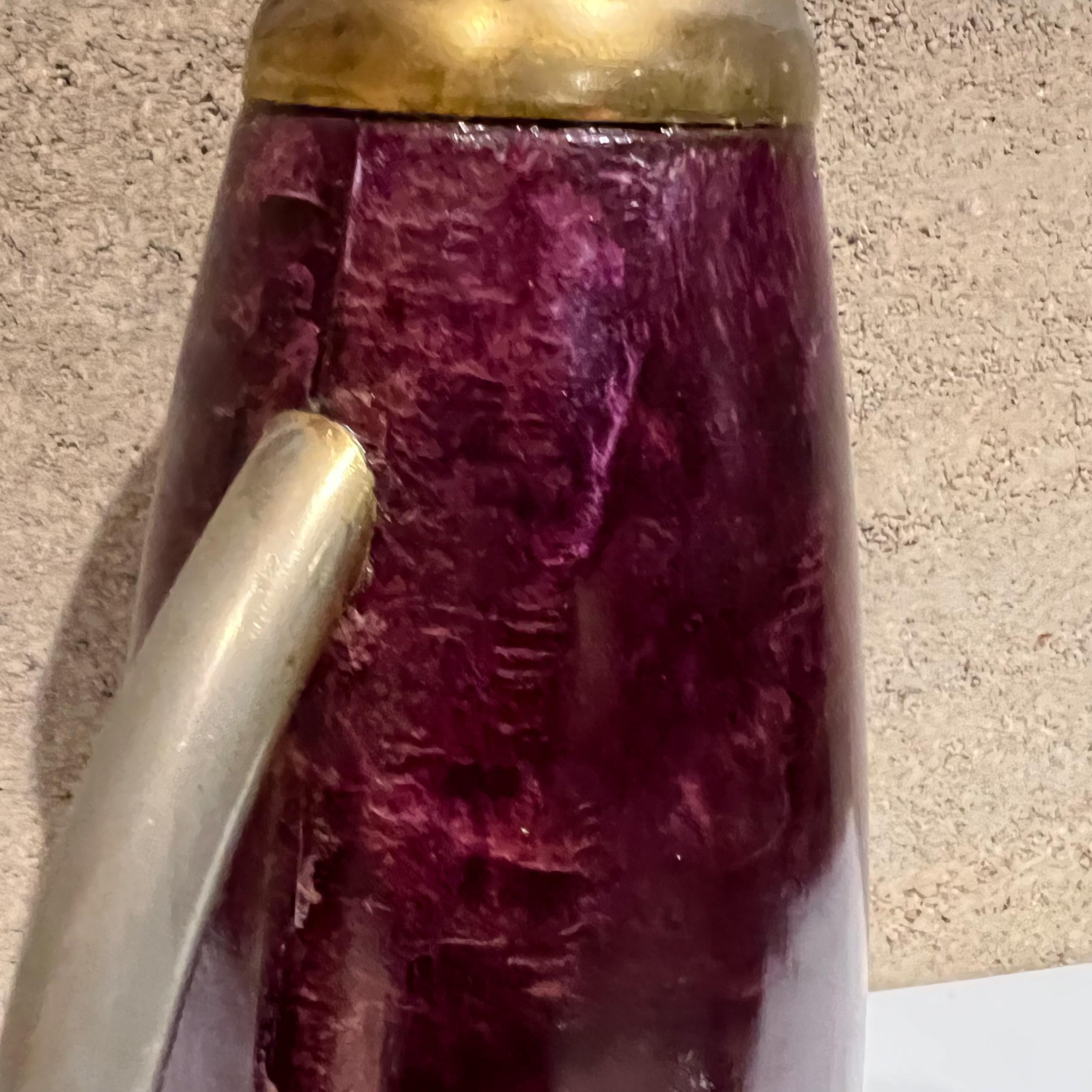 Italian 1960s Vintage Aldo Tura Pitcher Brass Carafe in Purple Goatskin Parchment For Sale