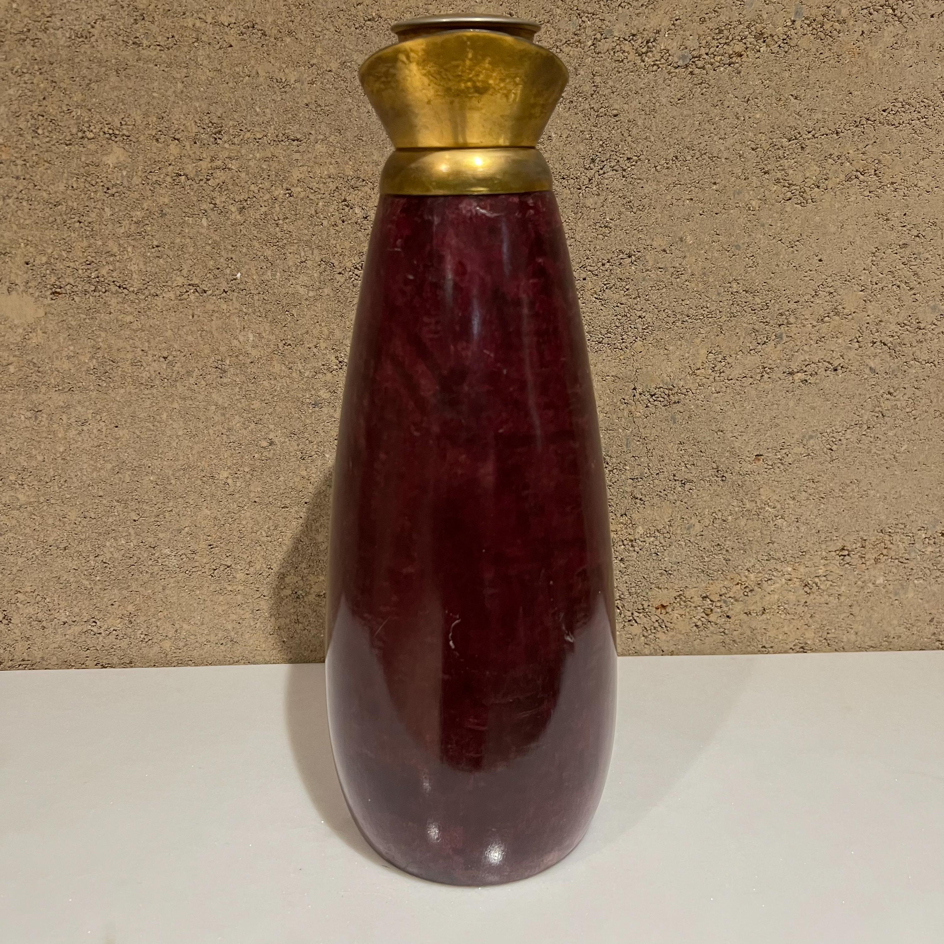 1960s Vintage Aldo Tura Pitcher Brass Carafe in Purple Goatskin Parchment For Sale 2