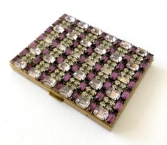 1960s Vintage Ann Jackson Originals Lavender Purple Rhinestone Cigarette Case