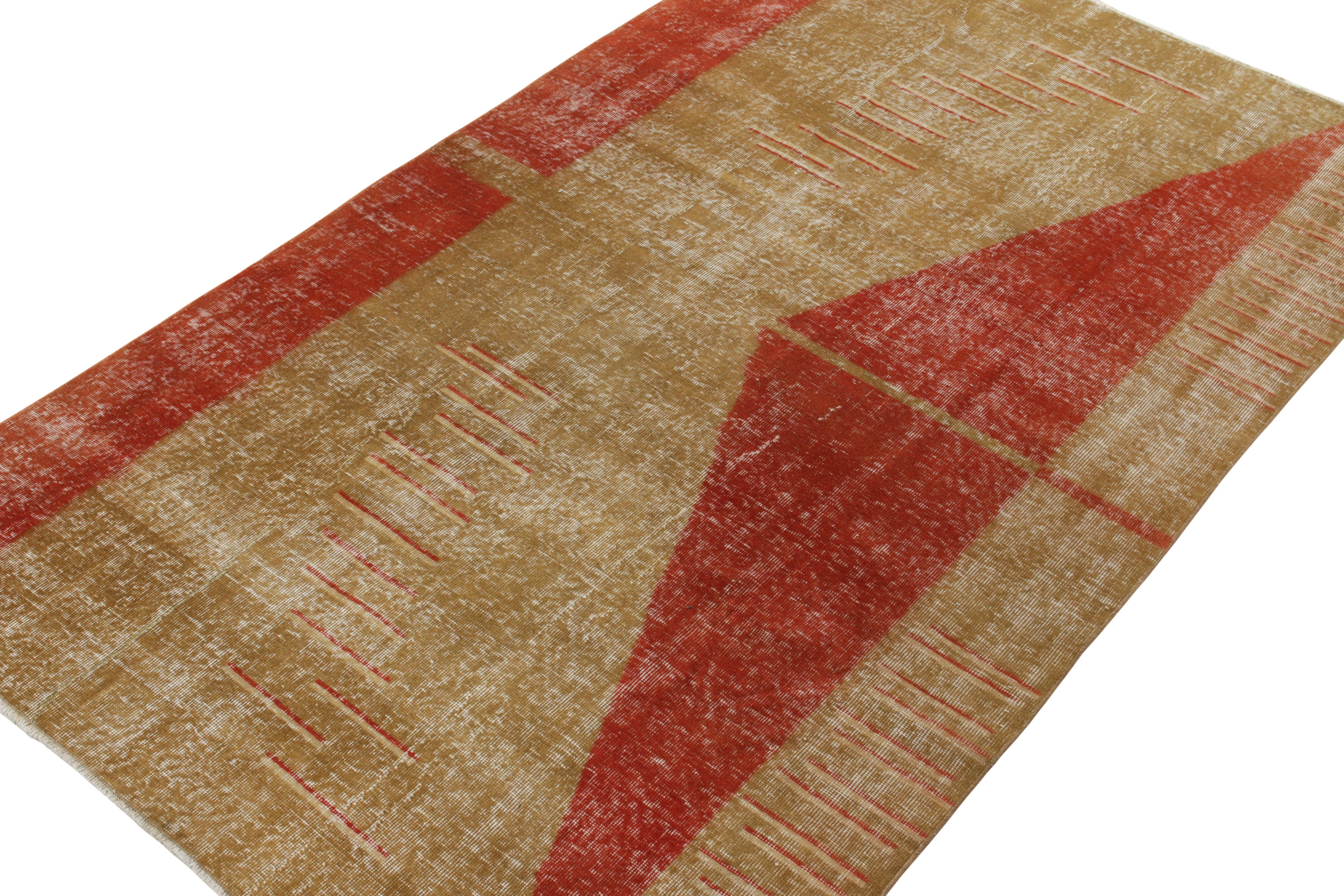 Art déco-Teppich im Vintage-Stil aus den 1960er Jahren, rotes geometrisches Muster von Teppich & Kelim (Türkisch) im Angebot