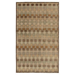 Art-déco-Teppich aus den 1960er Jahren mit hellbraunem, geometrischem Muster von Teppich & Kelim in Beige-Brown