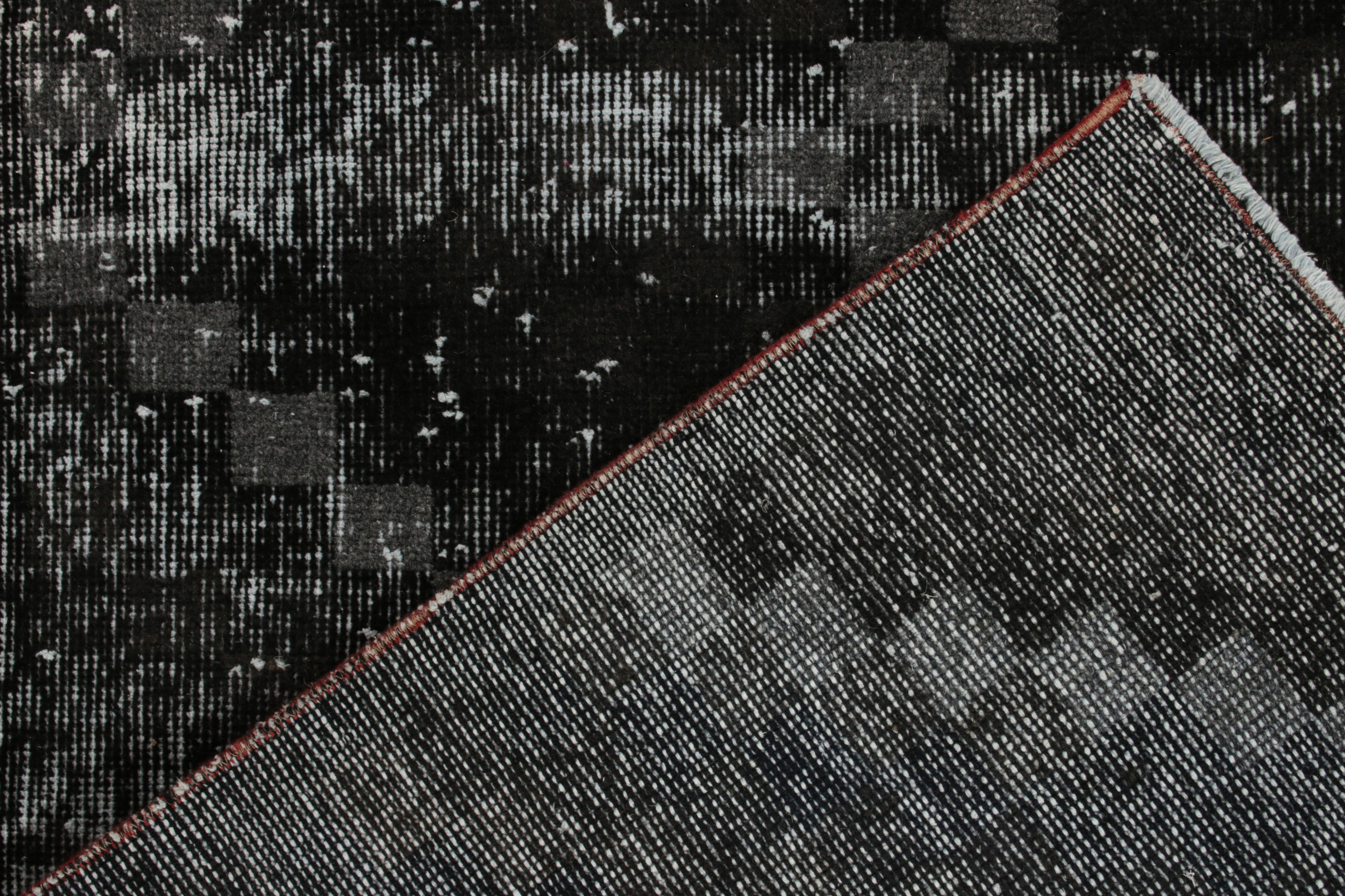 Vintage-Art-déco-Teppich aus den 1960er Jahren mit geometrischem Muster in Schwarz und Grau von Teppich & Kelim (Handgeknüpft) im Angebot