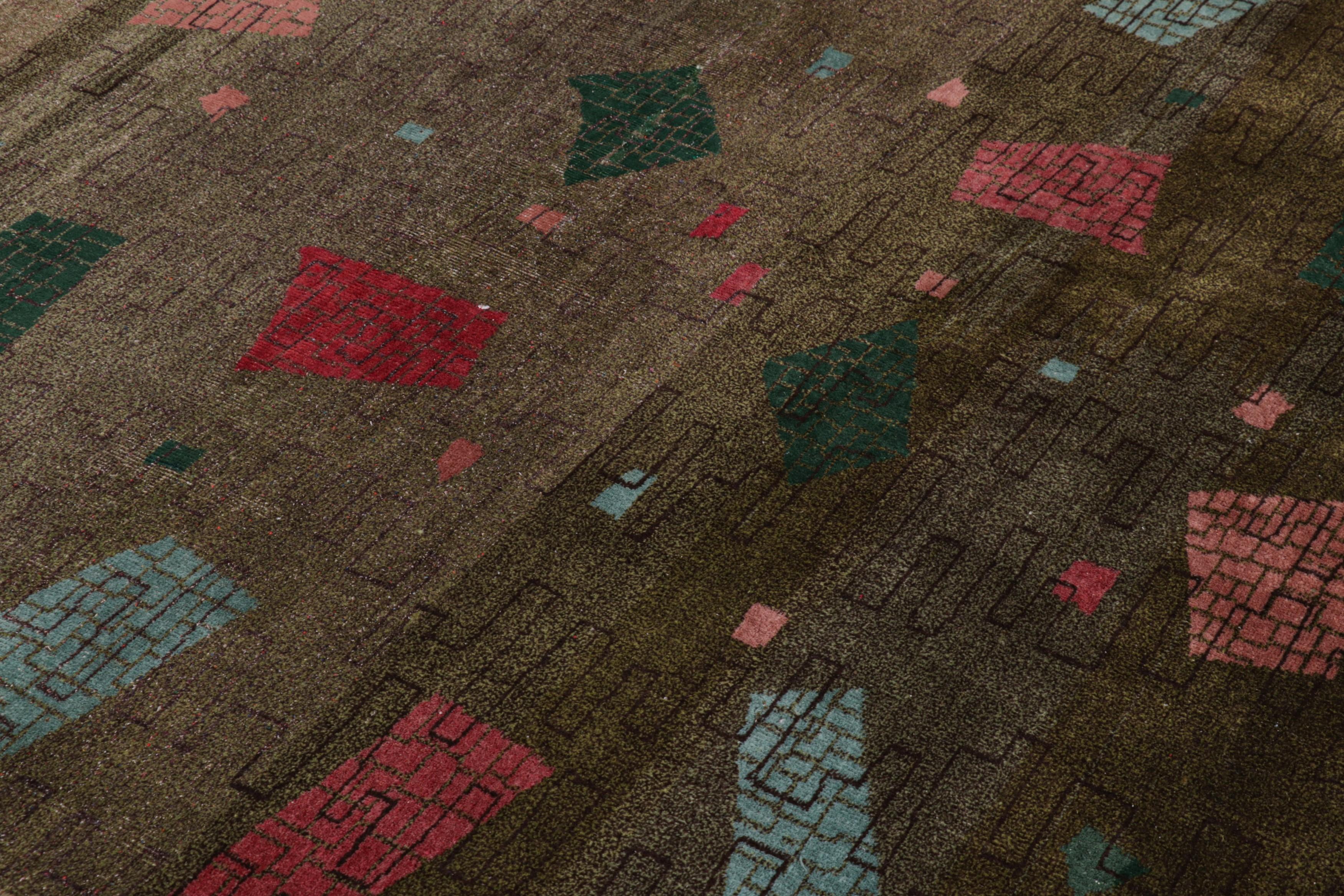 Hand-knotted in wool, this 6x10 vintage Turkish Deco rug piece joins Rug & Kilim’s Mid-Century Pasha collection. This repertoire features the iconic works of the legendary designer Zeki Muren that showcases his wholehearted love for the 1960s style