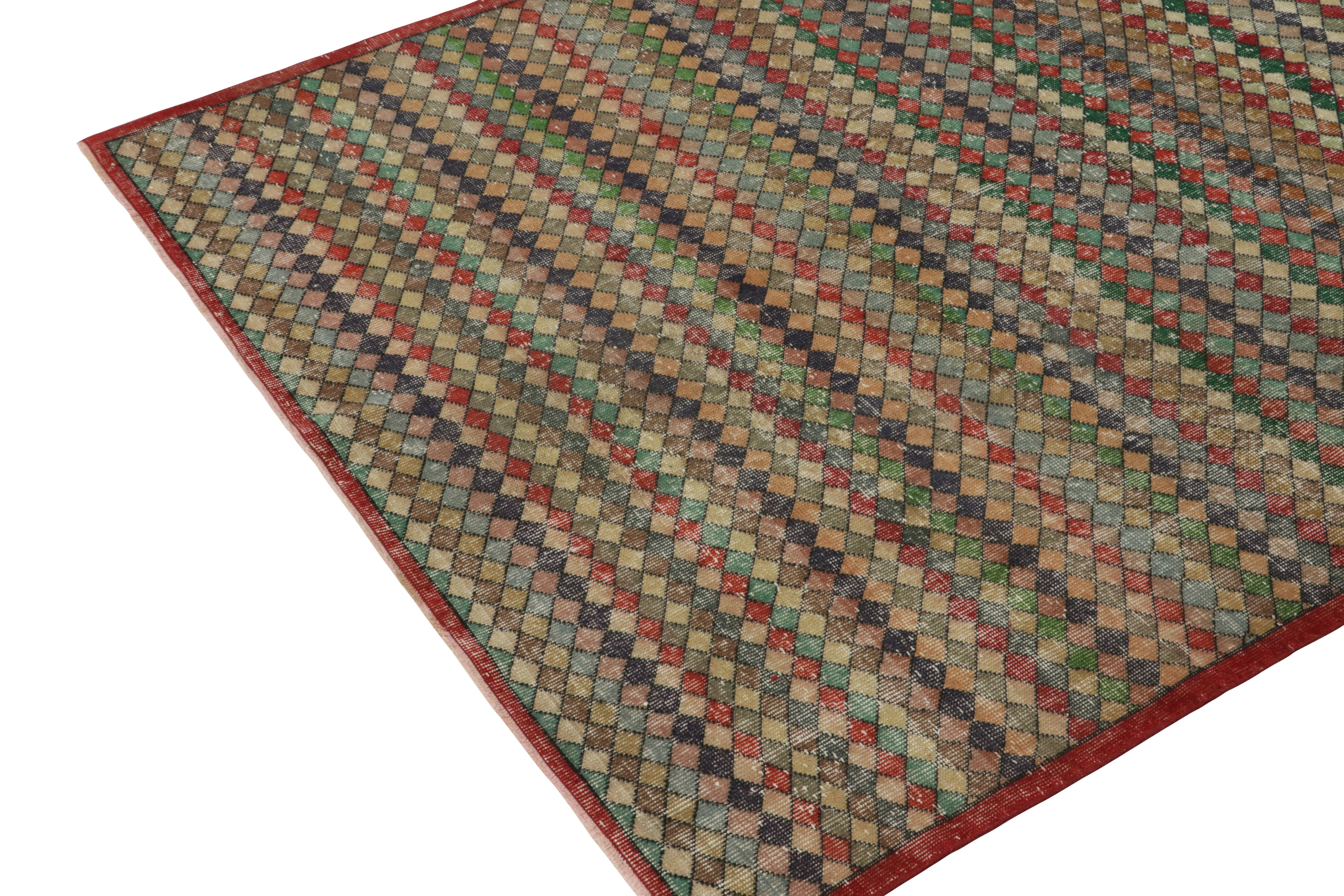 Turkish 1960s Vintage Art Deco Rug in Multicolor and Geometric Patterns by Rug & Kilim For Sale