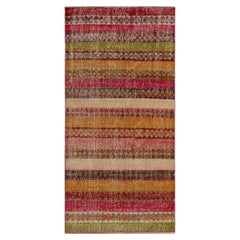1960s Vintage Art Deco Runner in Multicolor Stripes and Patterns by Rug & Kilim
