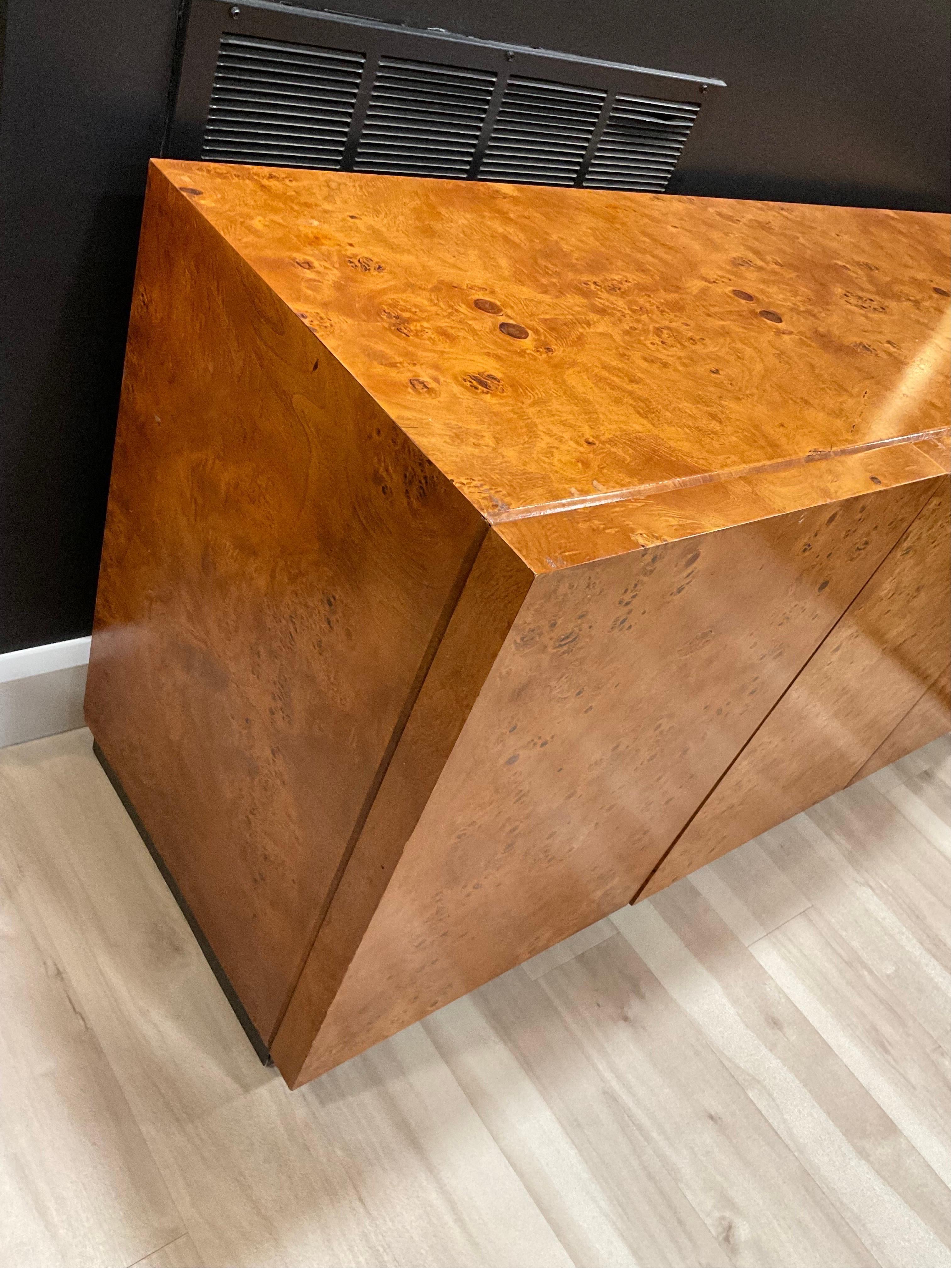 1960s Vintage Arthur Umanoff Burled Olivewood 3 Door Credenza For Sale 4