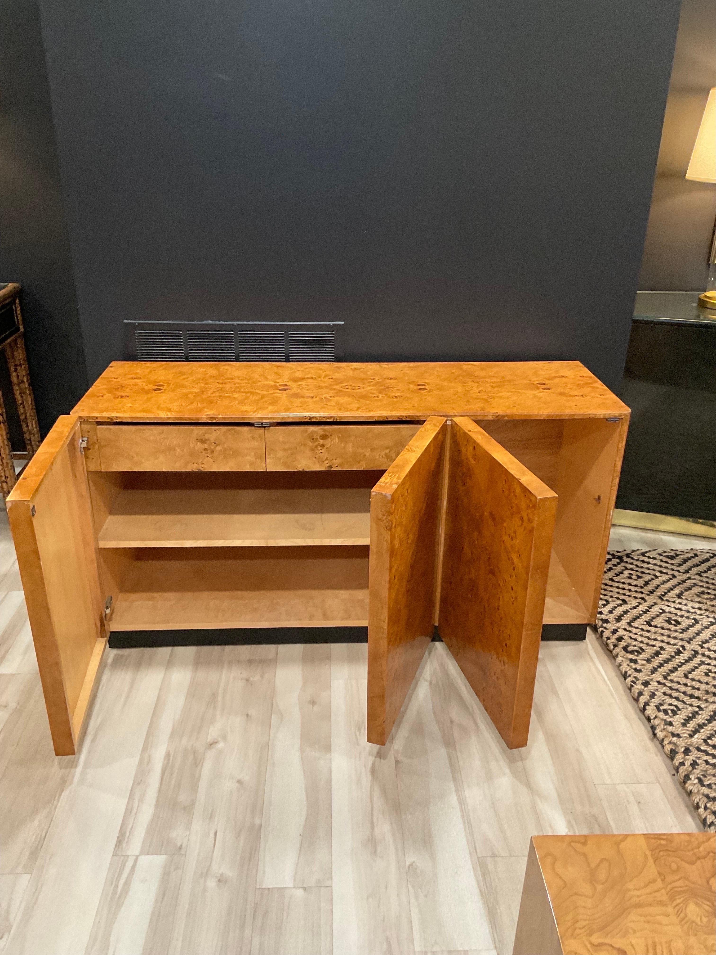 1960s Vintage Arthur Umanoff Burled Olivewood 3 Door Credenza For Sale 6