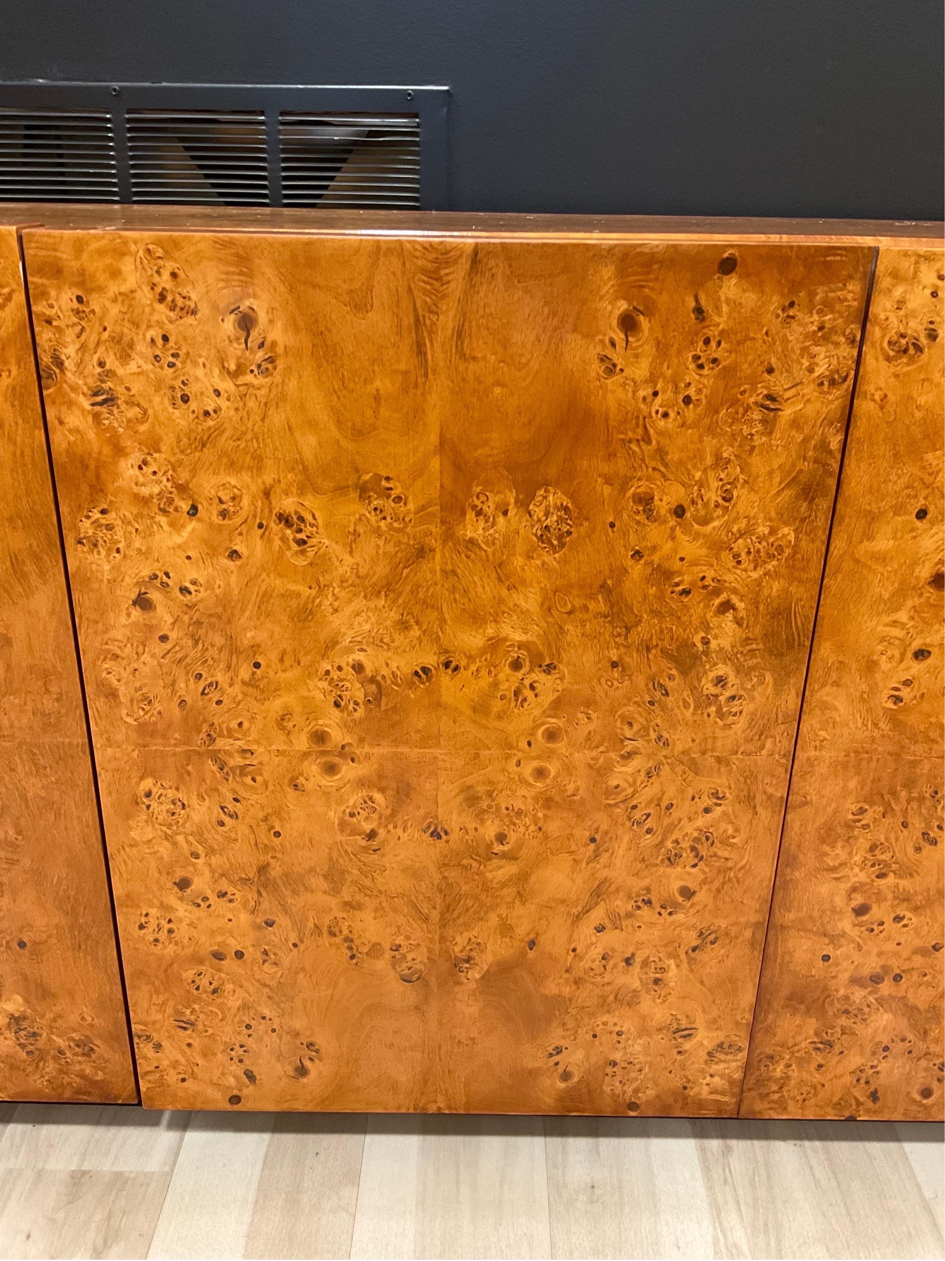 1960s Vintage Arthur Umanoff Burled Olivewood 3 Door Credenza For Sale 9