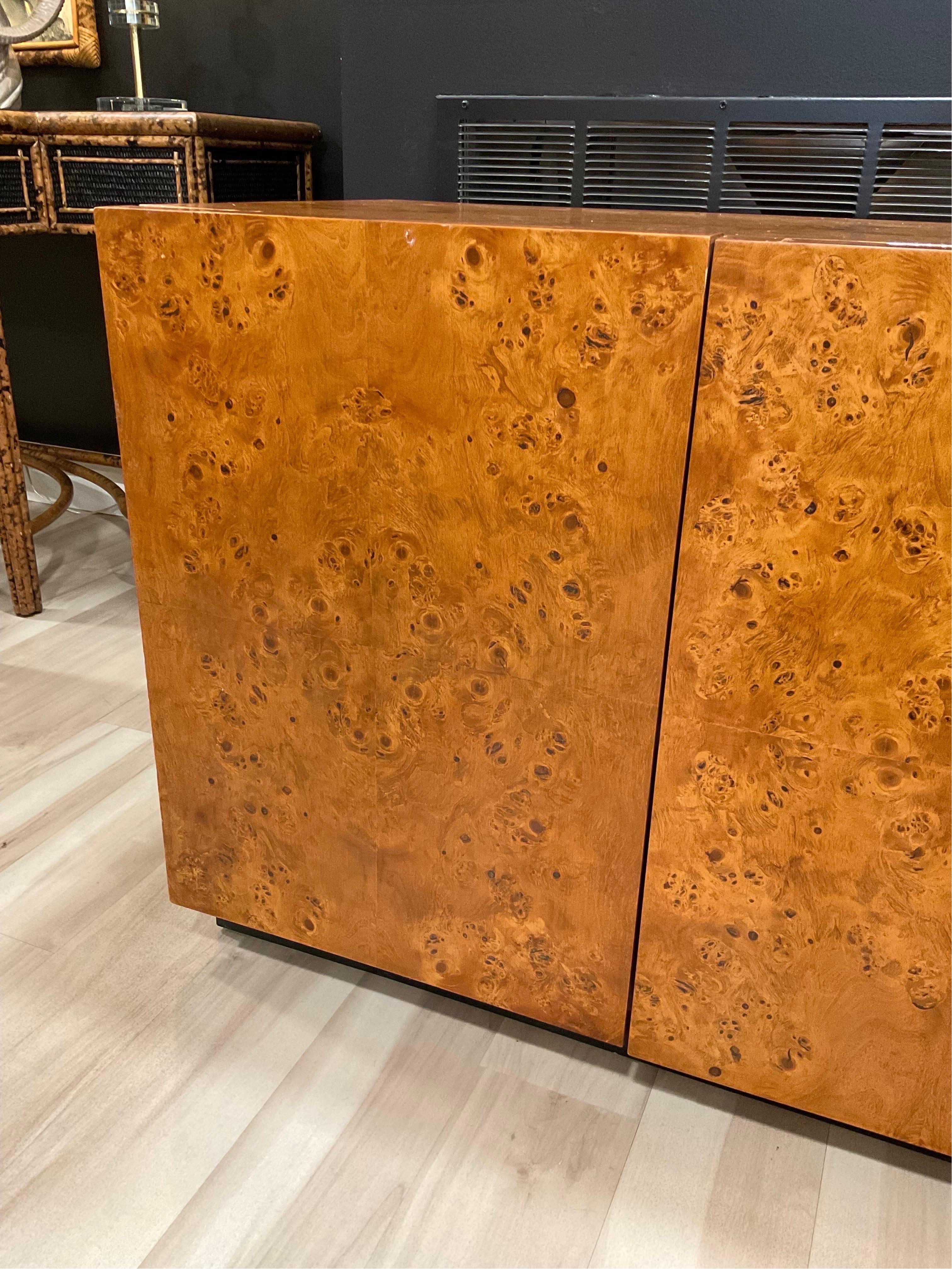 1960s Vintage Arthur Umanoff Burled Olivewood 3 Door Credenza For Sale 11