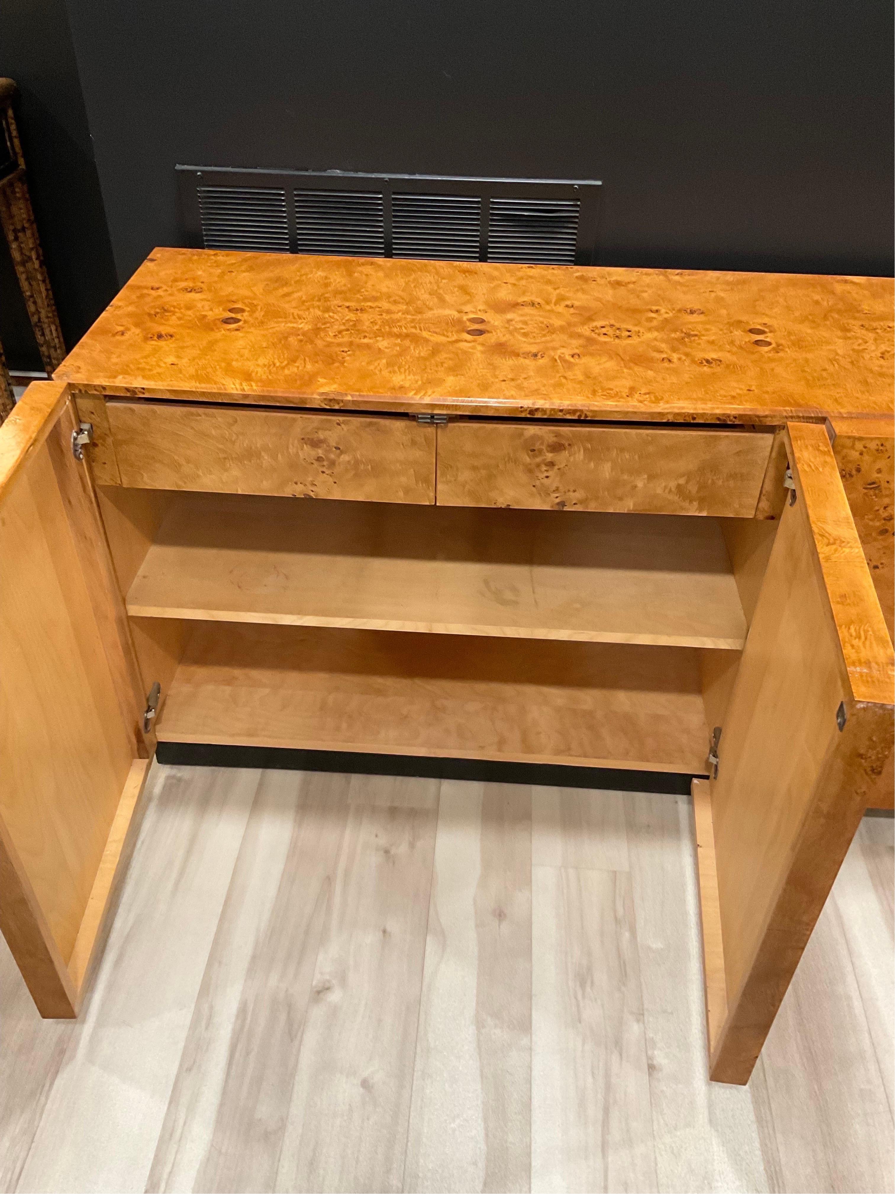 1960s Vintage Arthur Umanoff Burled Olivewood 3 Door Credenza For Sale 2