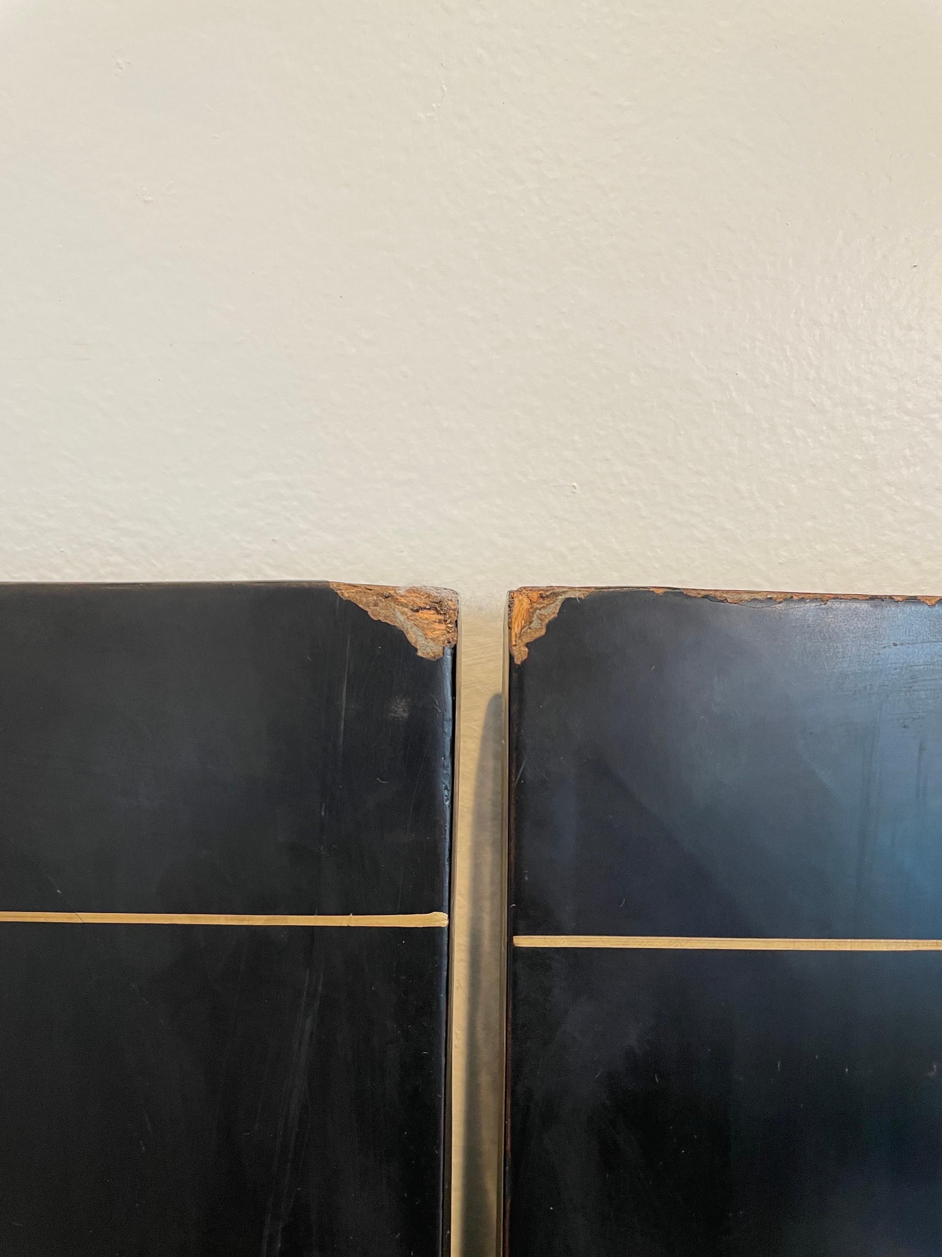 20th Century 1960s Vintage Asian Black Jade Motif 4-Panel Room Divider Screen For Sale