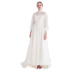 1960's Vintage Balloon Sleeve With Lace Wedding Gown