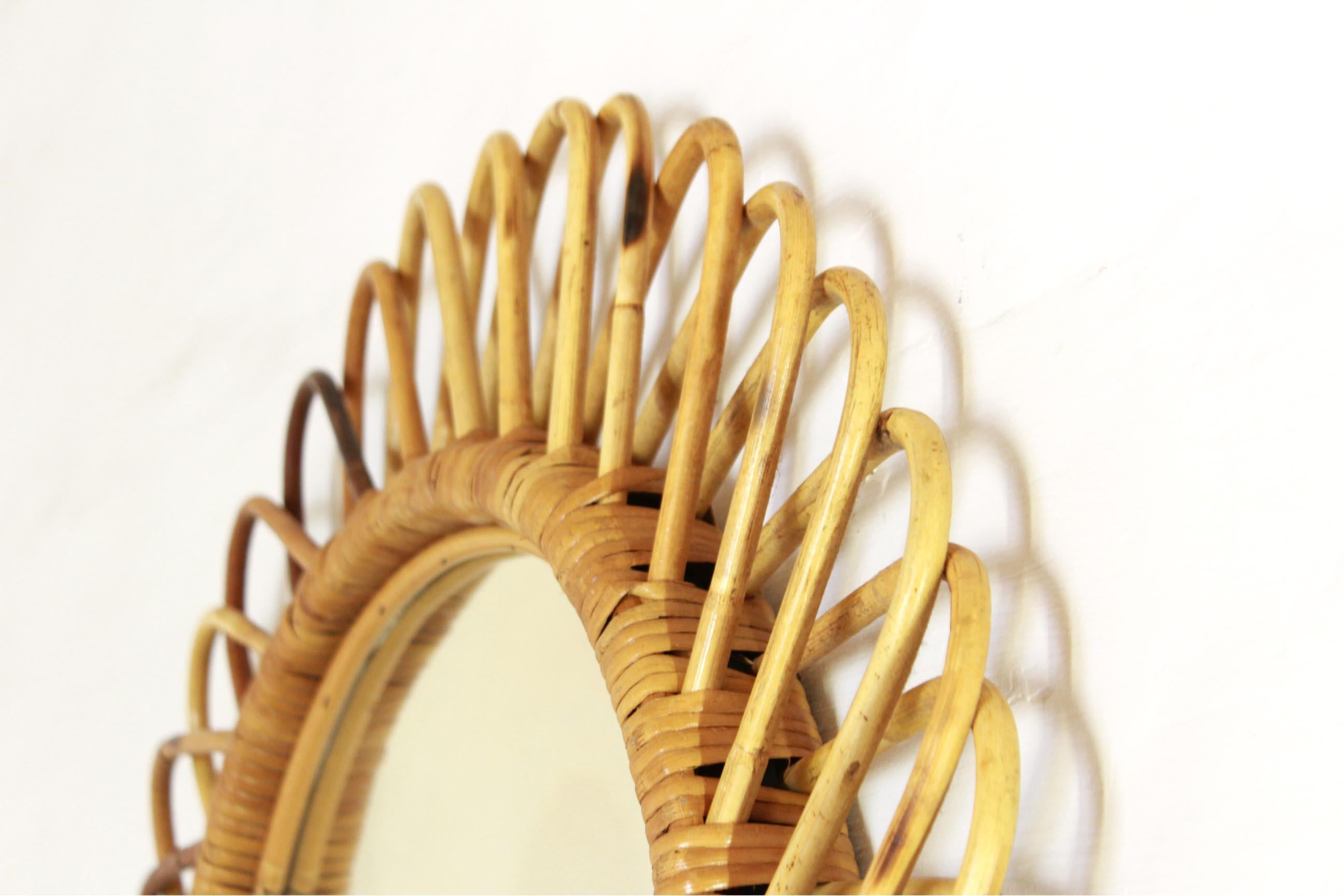 Mid-Century Modern 1960s Vintage Bamboo Mirror by Franco Albini