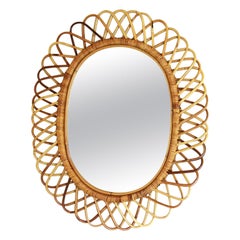 1960s Vintage Bamboo Mirror by Franco Albini