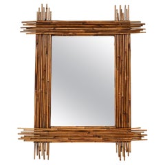 Miroir vintage en bambou des années 1960, sud de la France