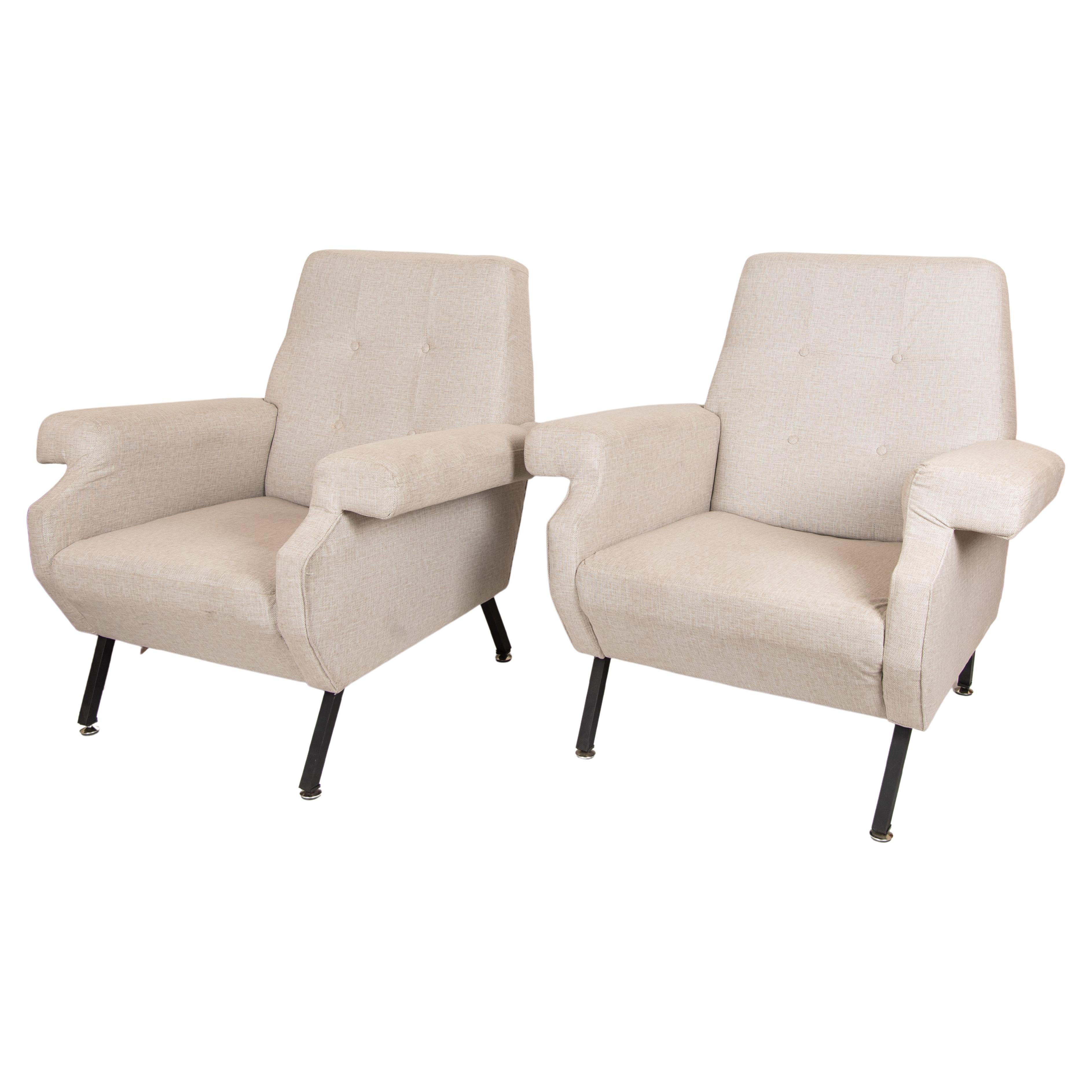 1960s Vintage Beige Armchairs, Set of Two