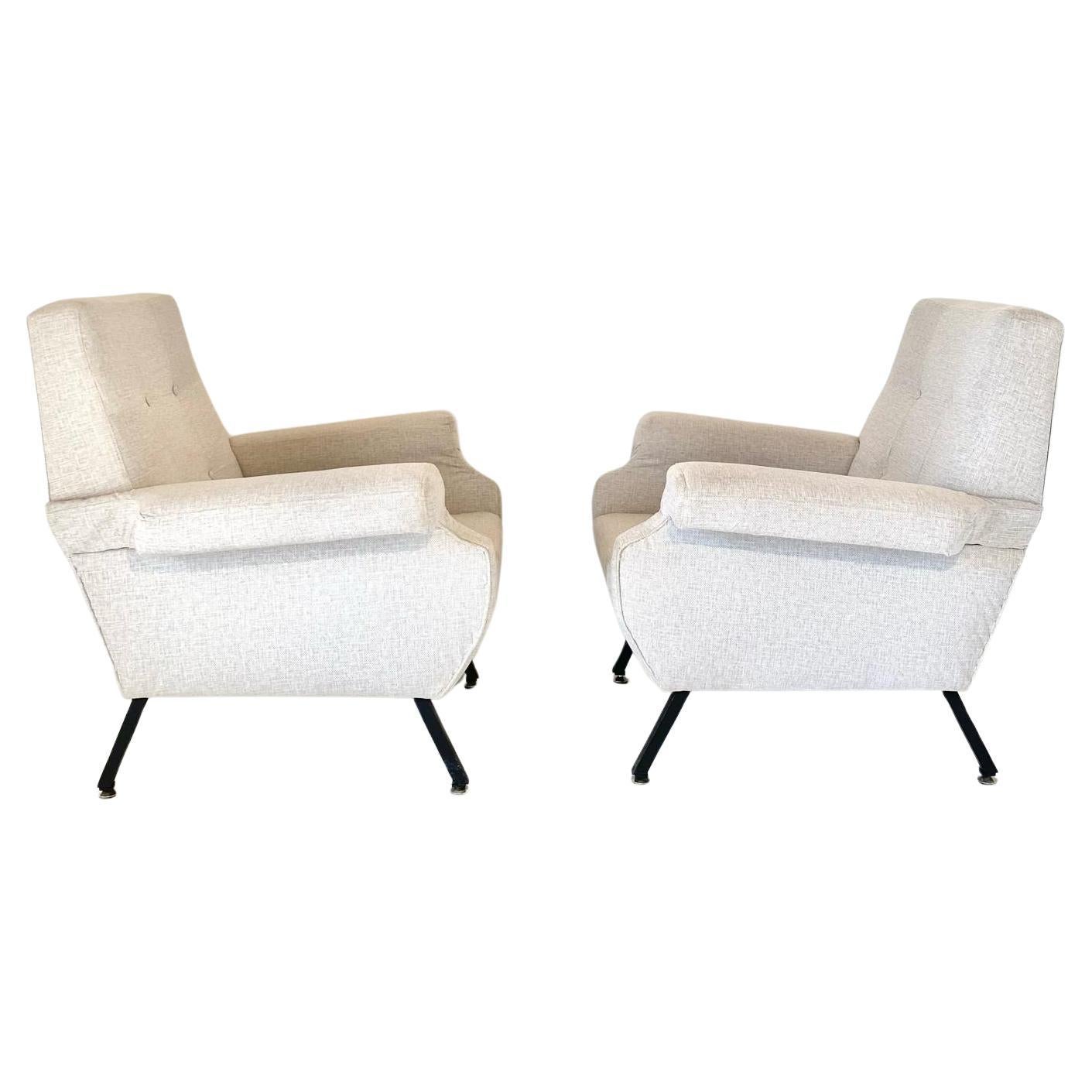 1960s Vintage beige lounge chairs, set of two, Italy 1960s