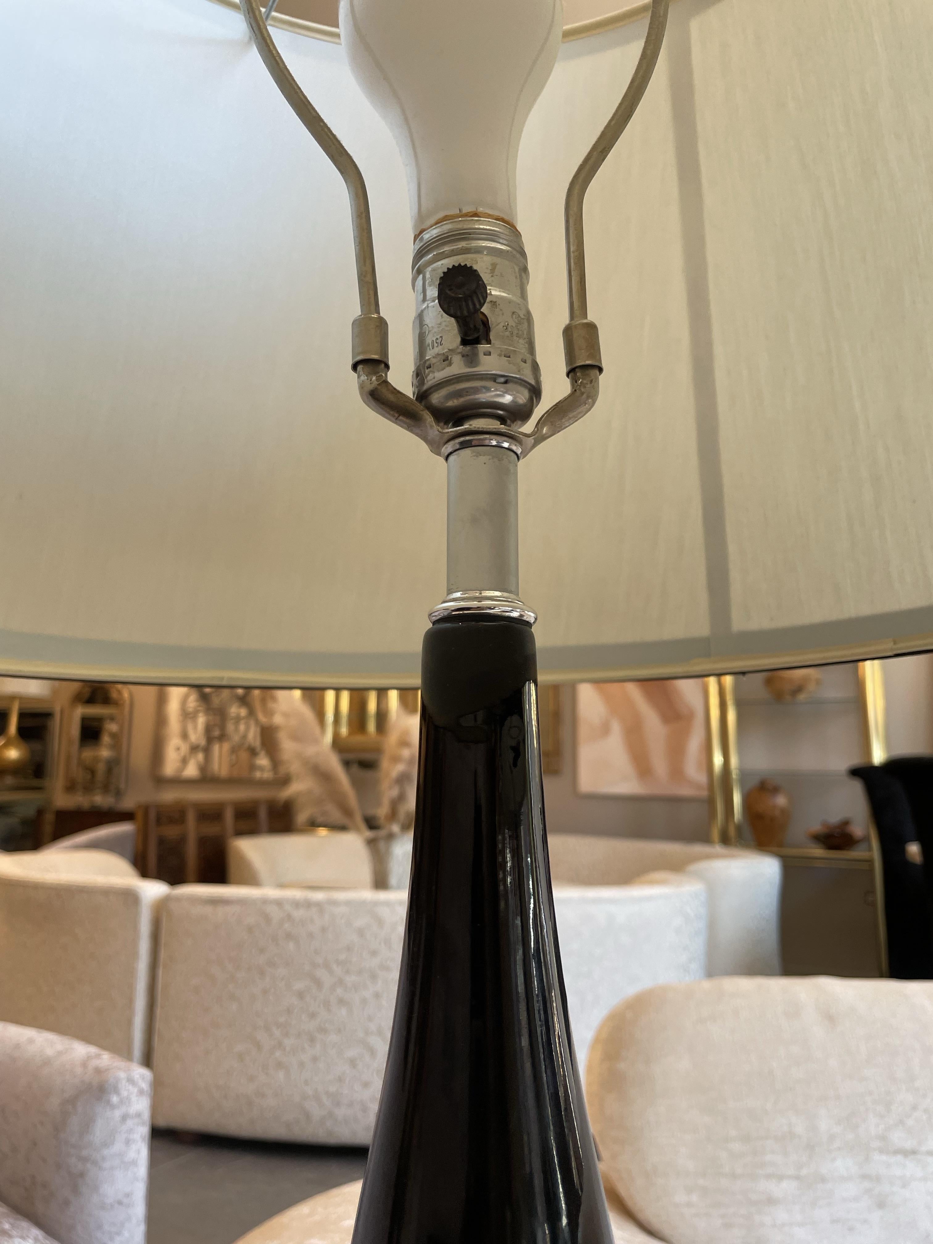 Américain Paire de lampes en émail noir des années 1960 en vente