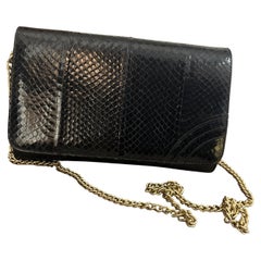 1960s Vintage Black Leather Italian Shoulder Bag by GM Line