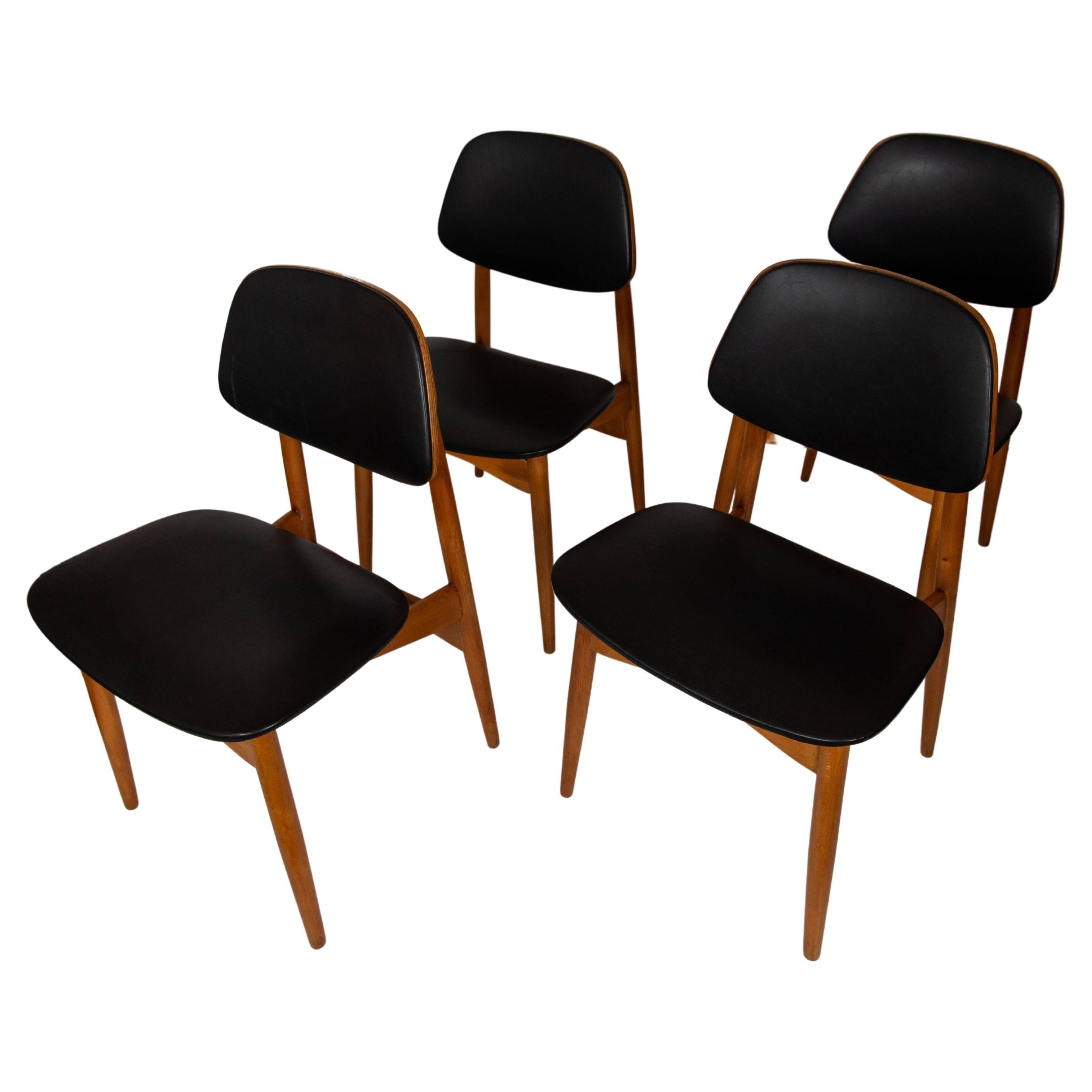 Vintage wood dining chairs, Attributed to Anonima Castelli, Italy 1960s