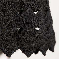1960s Vintage Black Wool Hand Crochet Dress