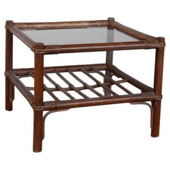 1960s vintage bohemian style bamboo side table