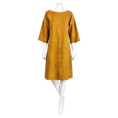 1960s Vintage Bonnie Cashin Golden Suede Dress with Kimono Sleeves