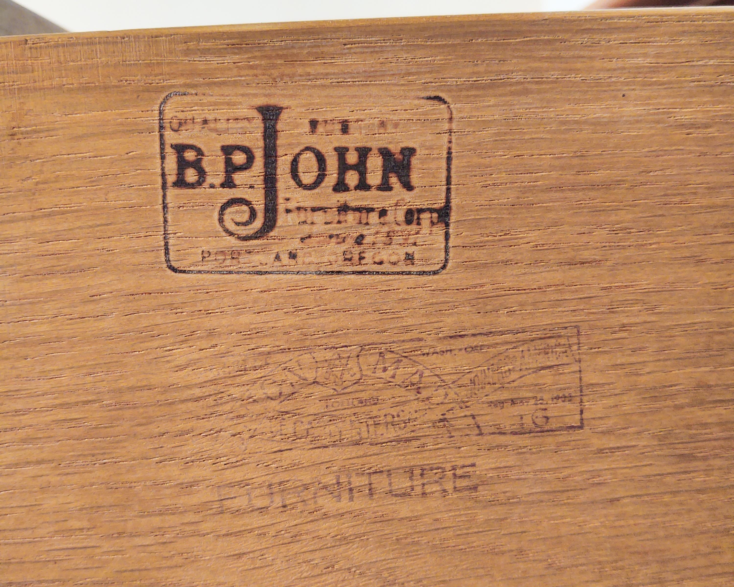 Aluminum 1960s Vintage B.P. John Walnut 9 Drawer Lowboy Dresser