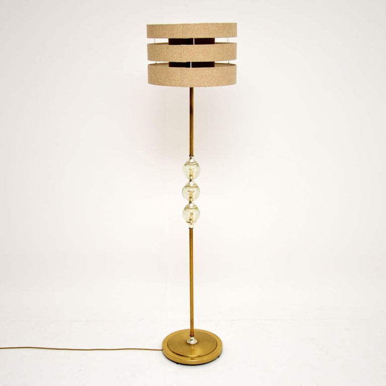 1960's Vintage Brass and Acrylic Floor Lamp For Sale at 1stDibs