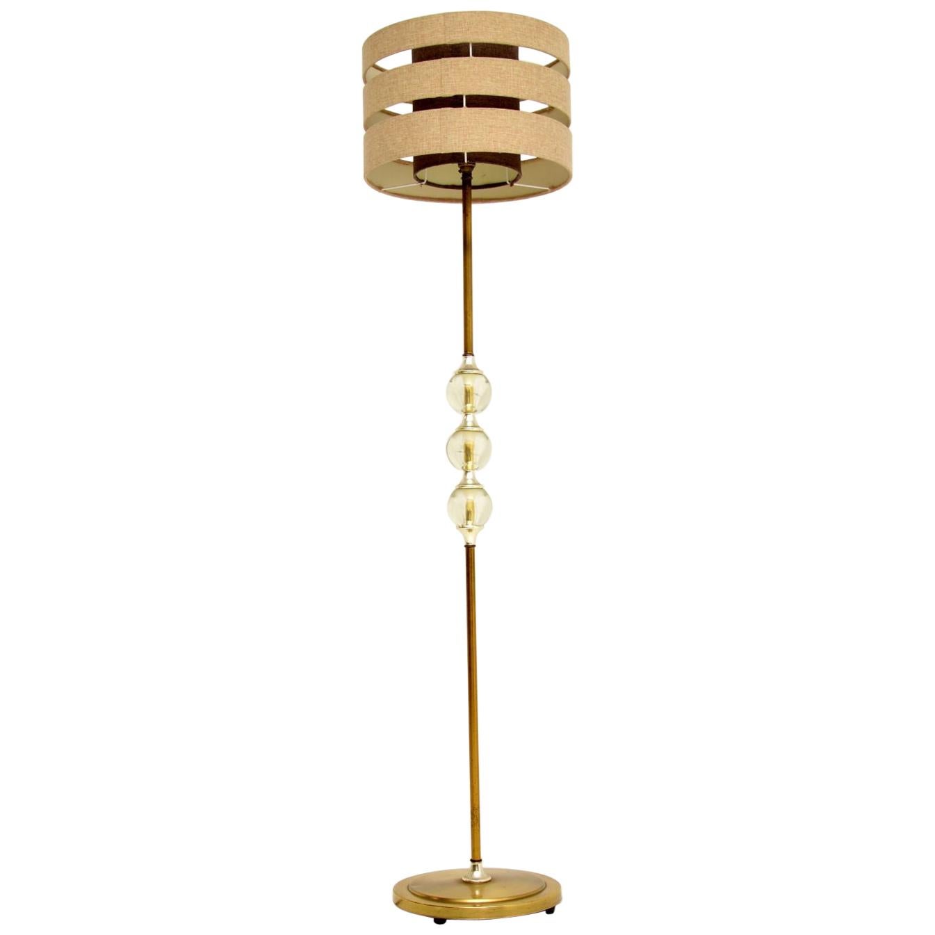 1960s Vintage Brass and Acrylic Floor Lamp