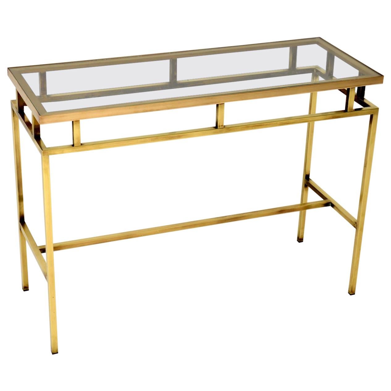 1960’s Vintage Brass and Glass Console Table