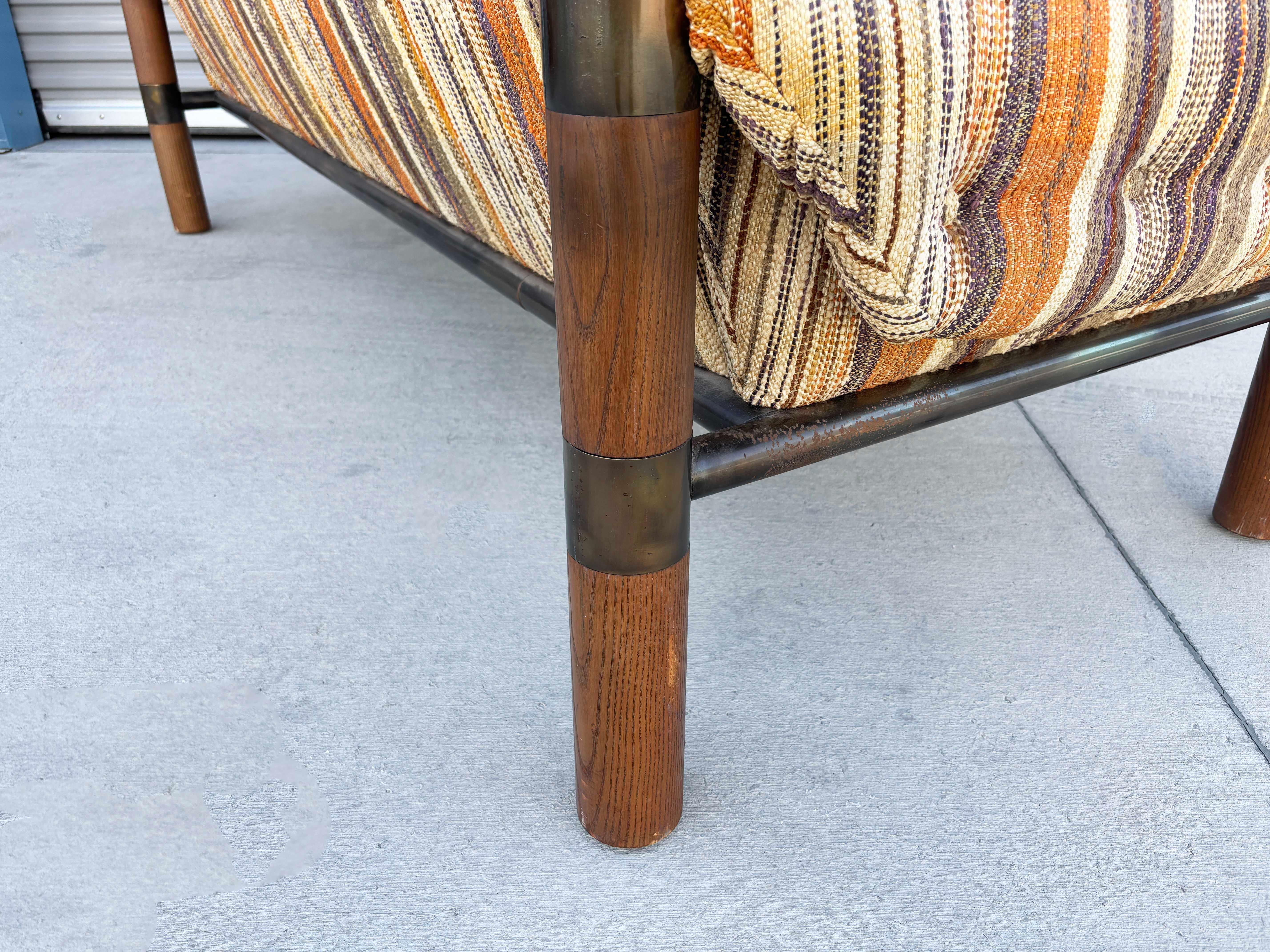 Divano Safari in ottone e quercia vintage del 1960 in vendita 4