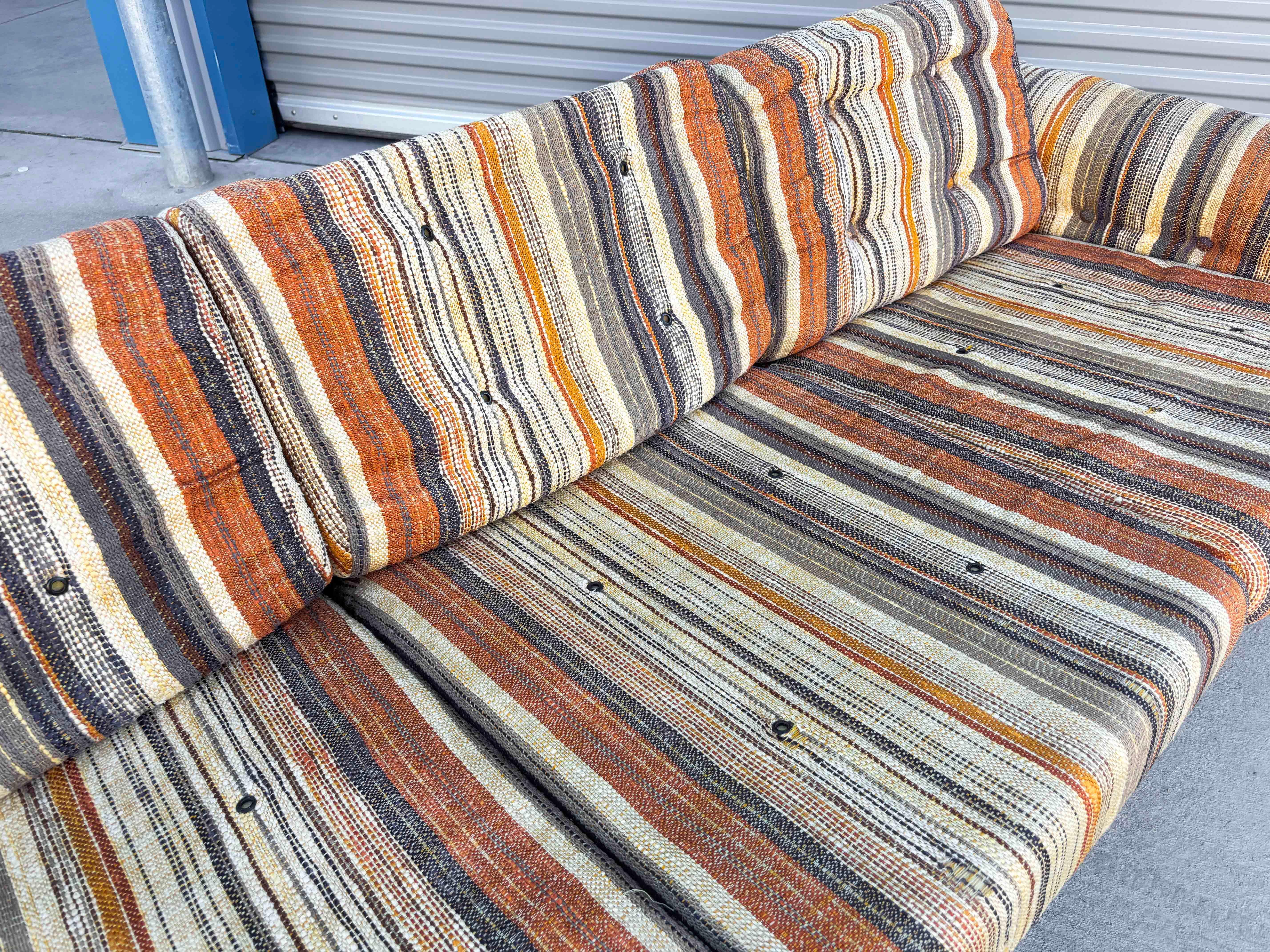 Divano Safari in ottone e quercia vintage del 1960 in vendita 7
