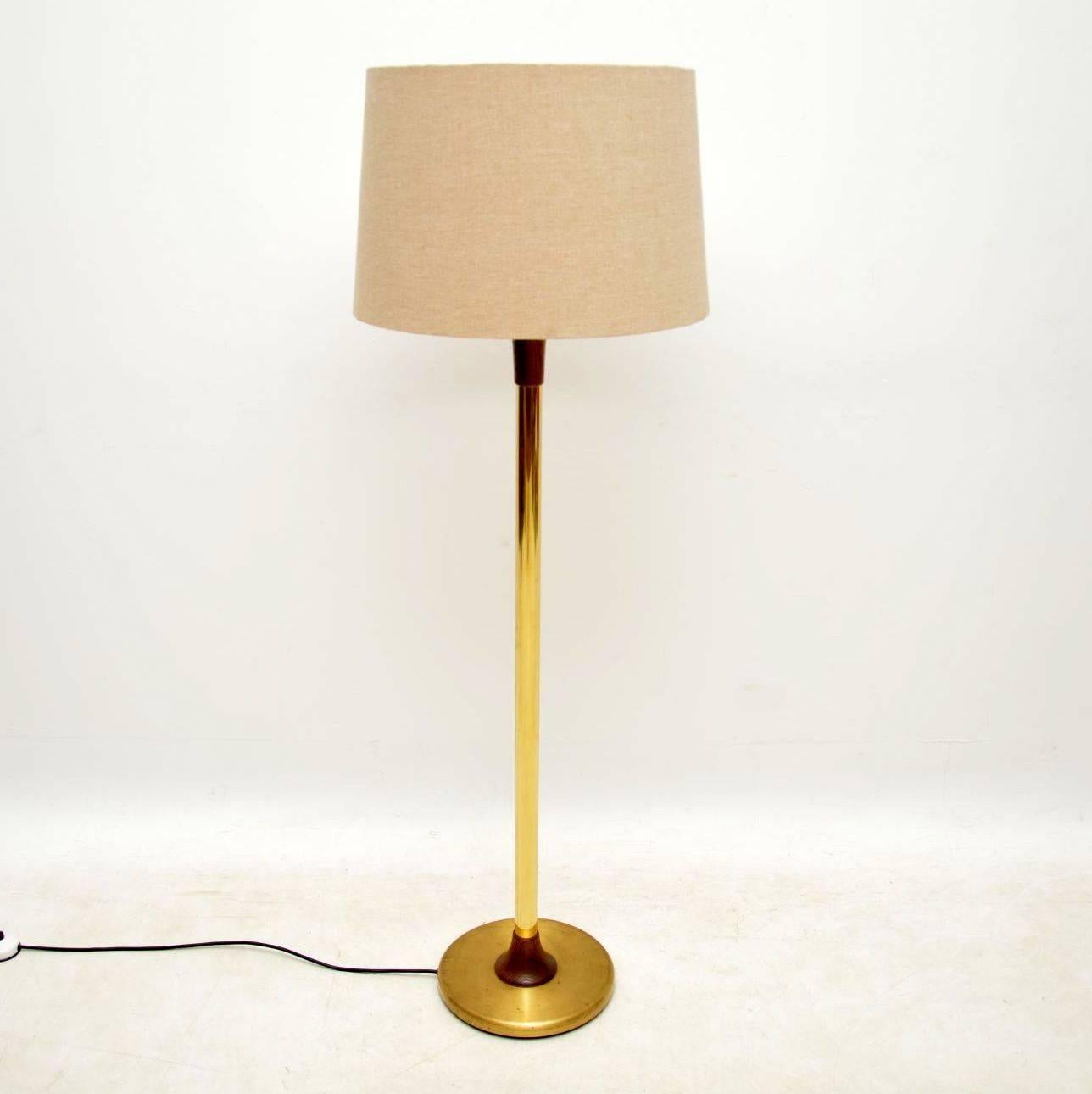 Mid-Century Modern 1960s Vintage Brass and Wenge Floor Lamp