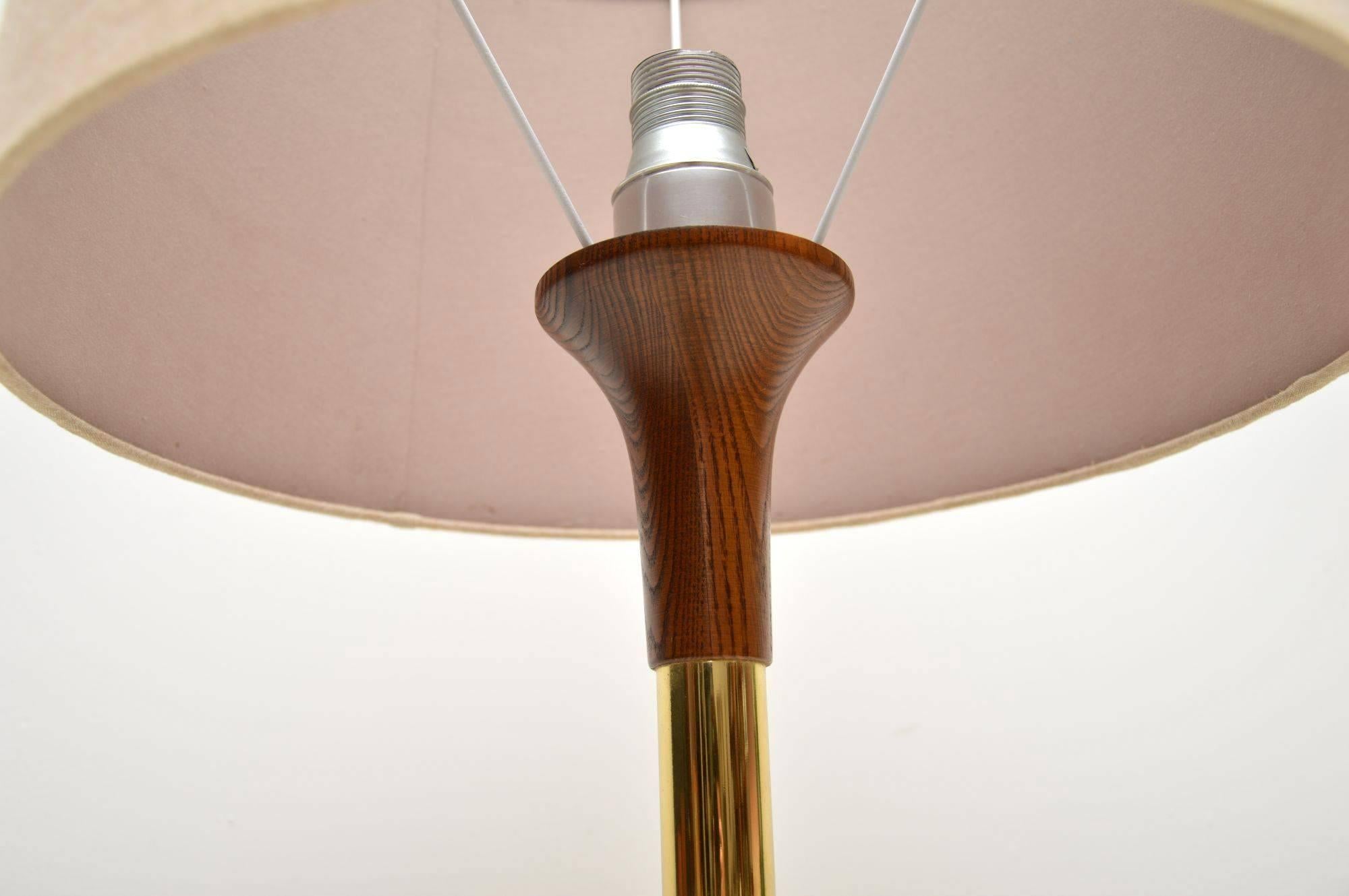 1960s Vintage Brass and Wenge Floor Lamp In Excellent Condition In London, GB
