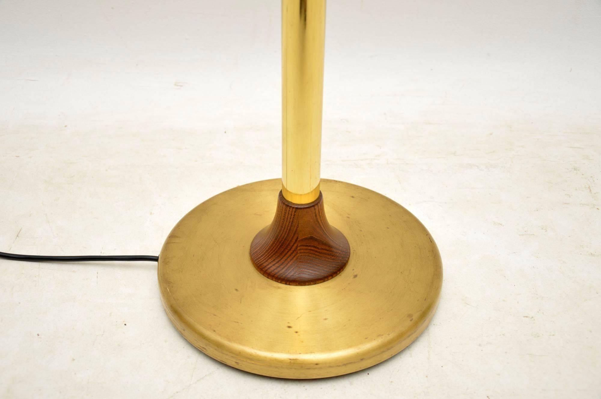 Mid-20th Century 1960s Vintage Brass and Wenge Floor Lamp